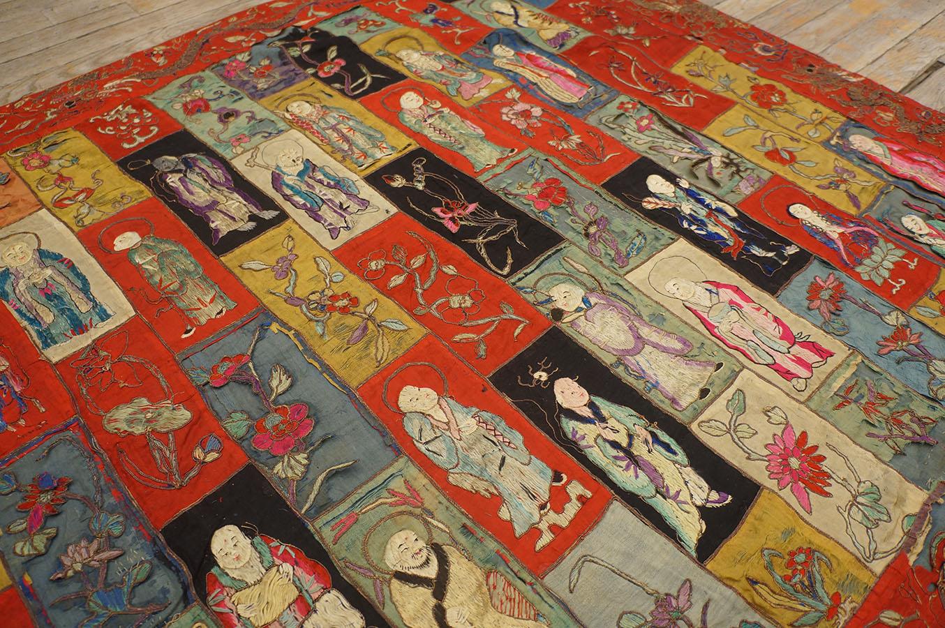 Mid 19th Century Silk Chinese Buddhist Embroidery ( 3' 6'' x 6' 2''- 106 x 188 ) For Sale 2