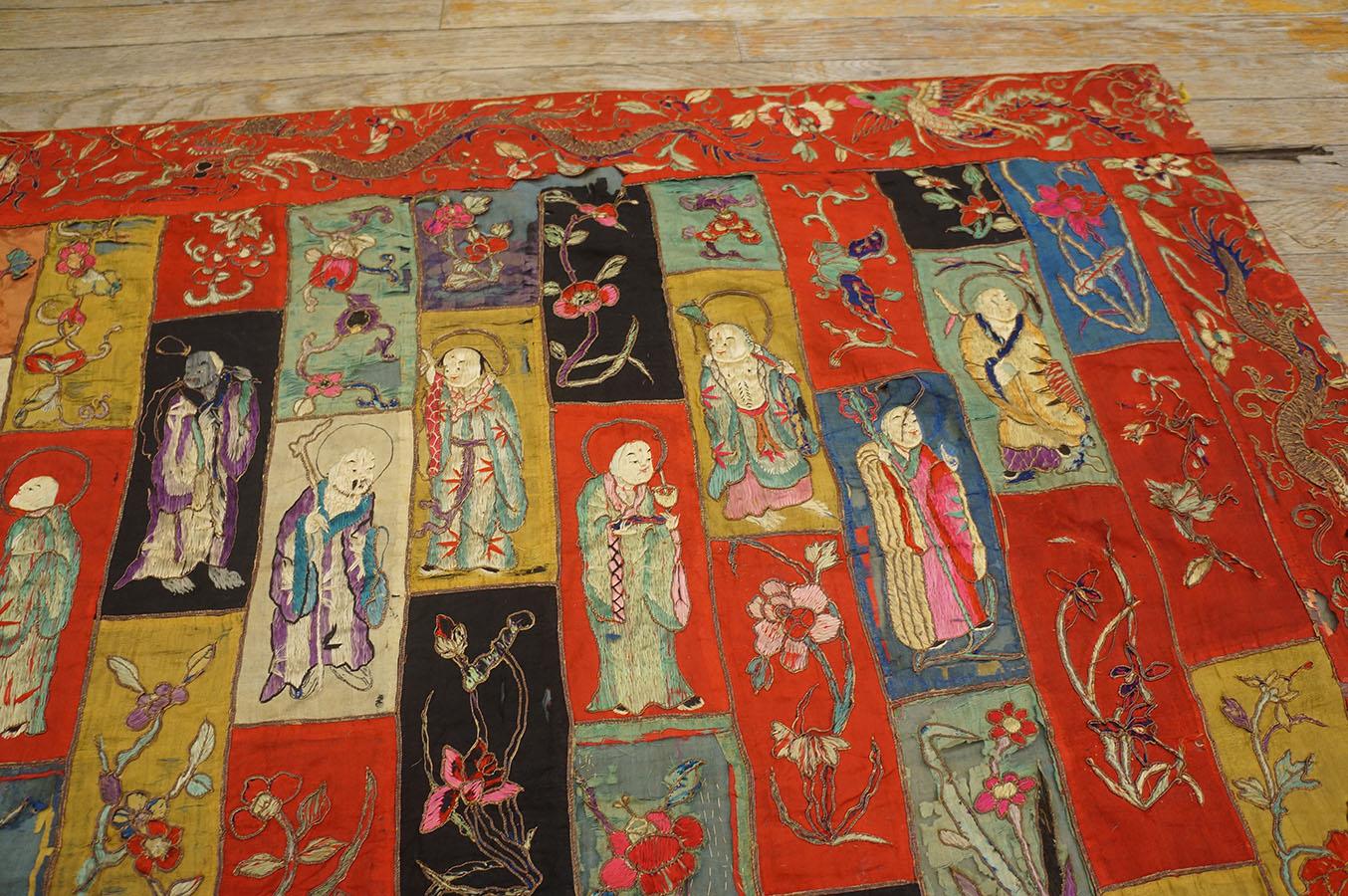 Mid 19th Century Silk Chinese Buddhist Embroidery ( 3' 6'' x 6' 2''- 106 x 188 ) For Sale 3