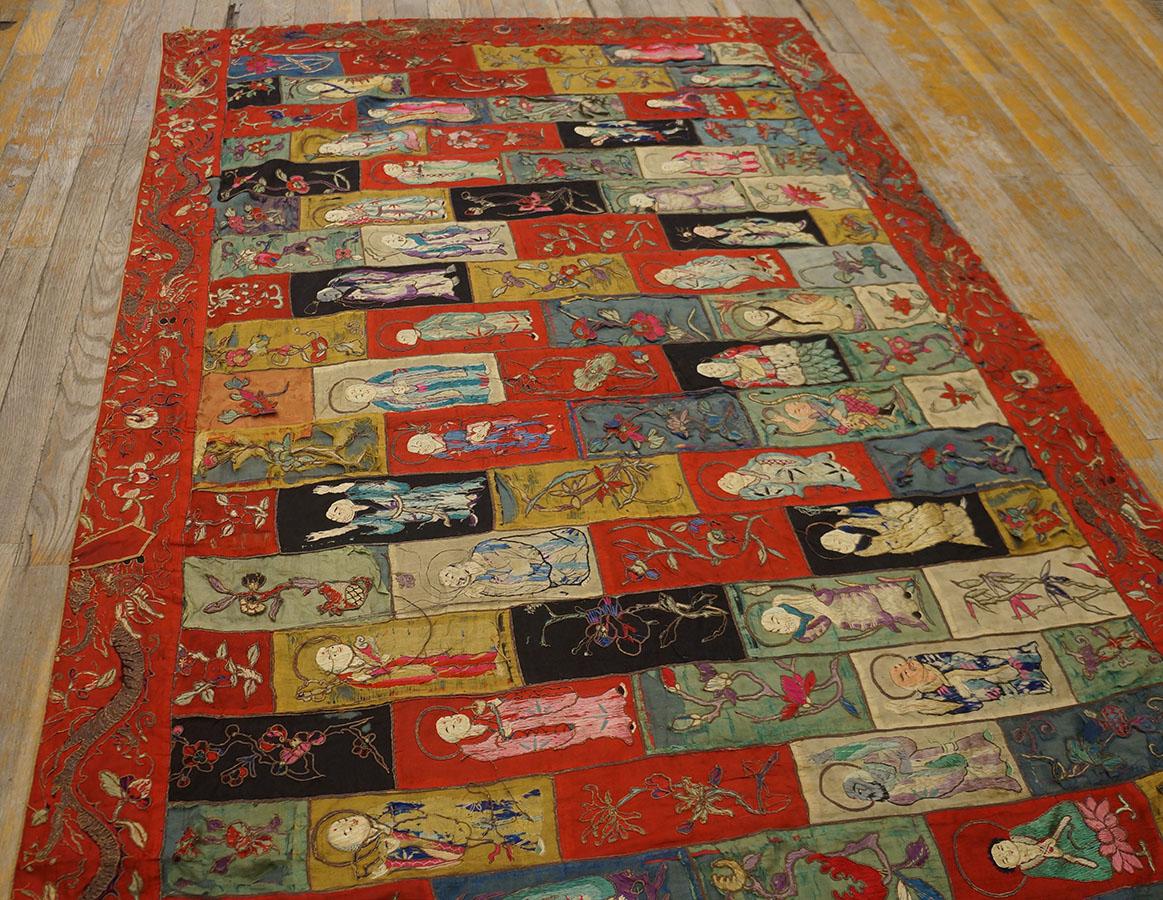 Mid 19th Century Silk Chinese Buddhist Embroidery ( 3' 6'' x 6' 2''- 106 x 188 ) For Sale 5