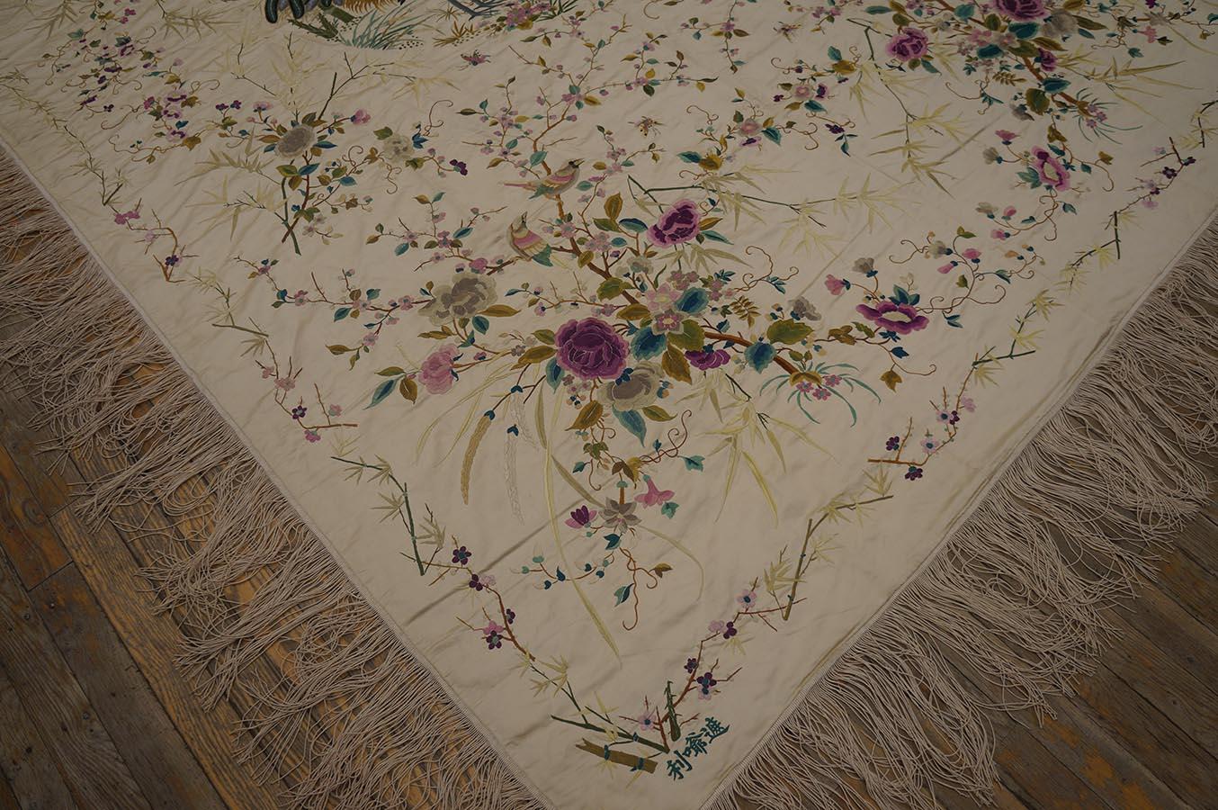 Late 19th Century Chinese Silk Embroidery ( 5'10