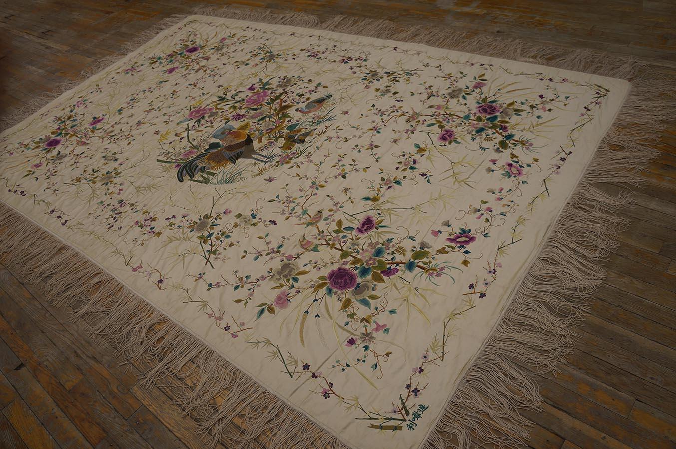 Hand-Woven Late 19th Century Chinese Silk Embroidery ( 5'10