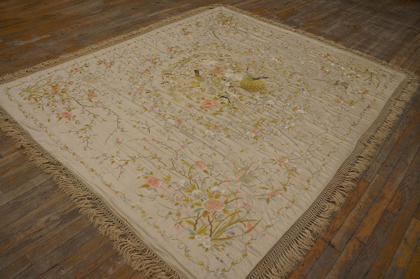 Hand-Woven Late 19th Century Chinese Silk Embroidery ( 6'2'' x 9'8''- 188 x 295 ) For Sale