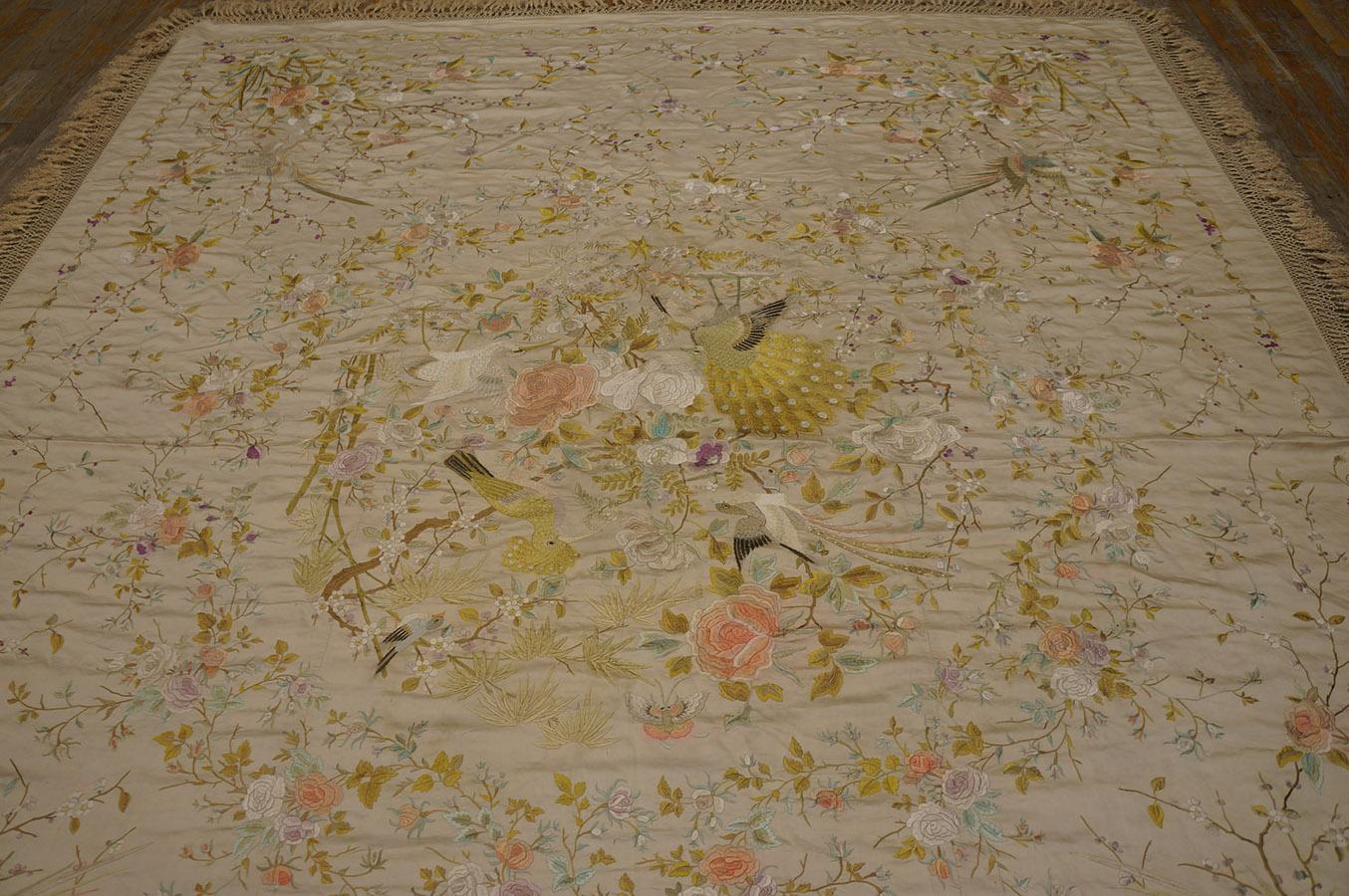 Late 19th Century Chinese Silk Embroidery ( 6'2'' x 9'8''- 188 x 295 ) For Sale 2
