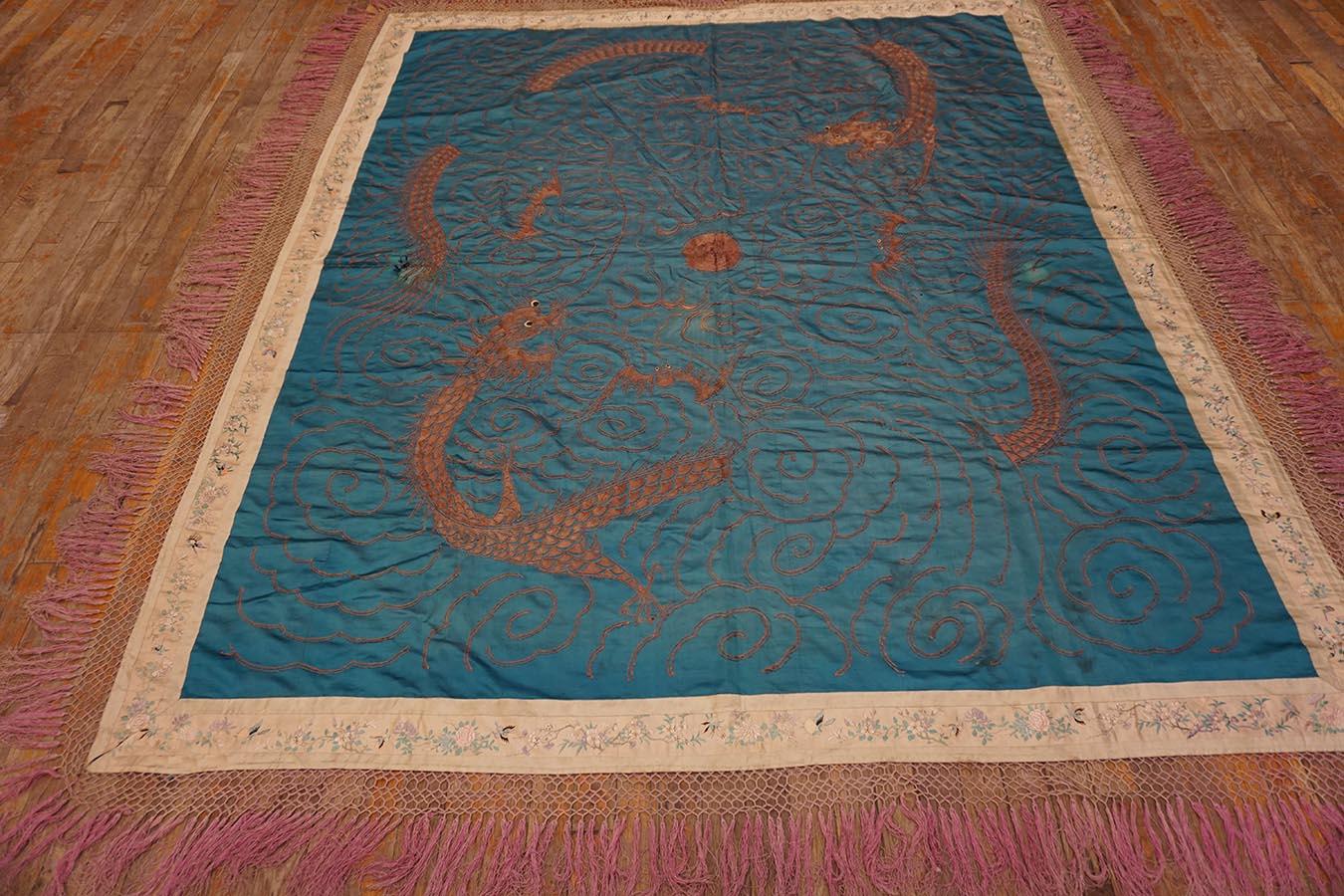 Antique Chinese Textile Rug, Size: 6' x 7' 