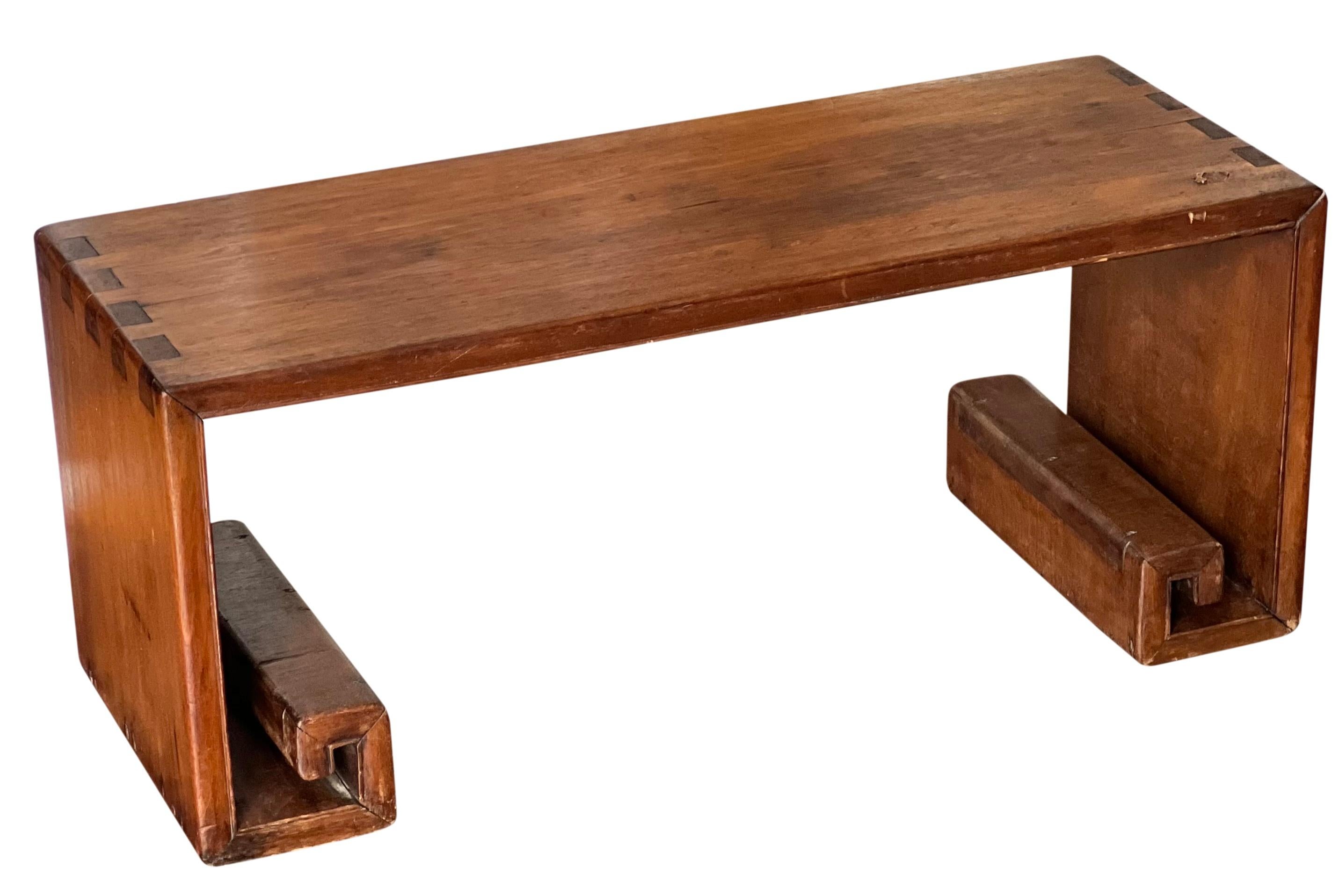 20th Century Antique Chinese Tieli Wood Waterfall Bench or Small Coffee Table For Sale