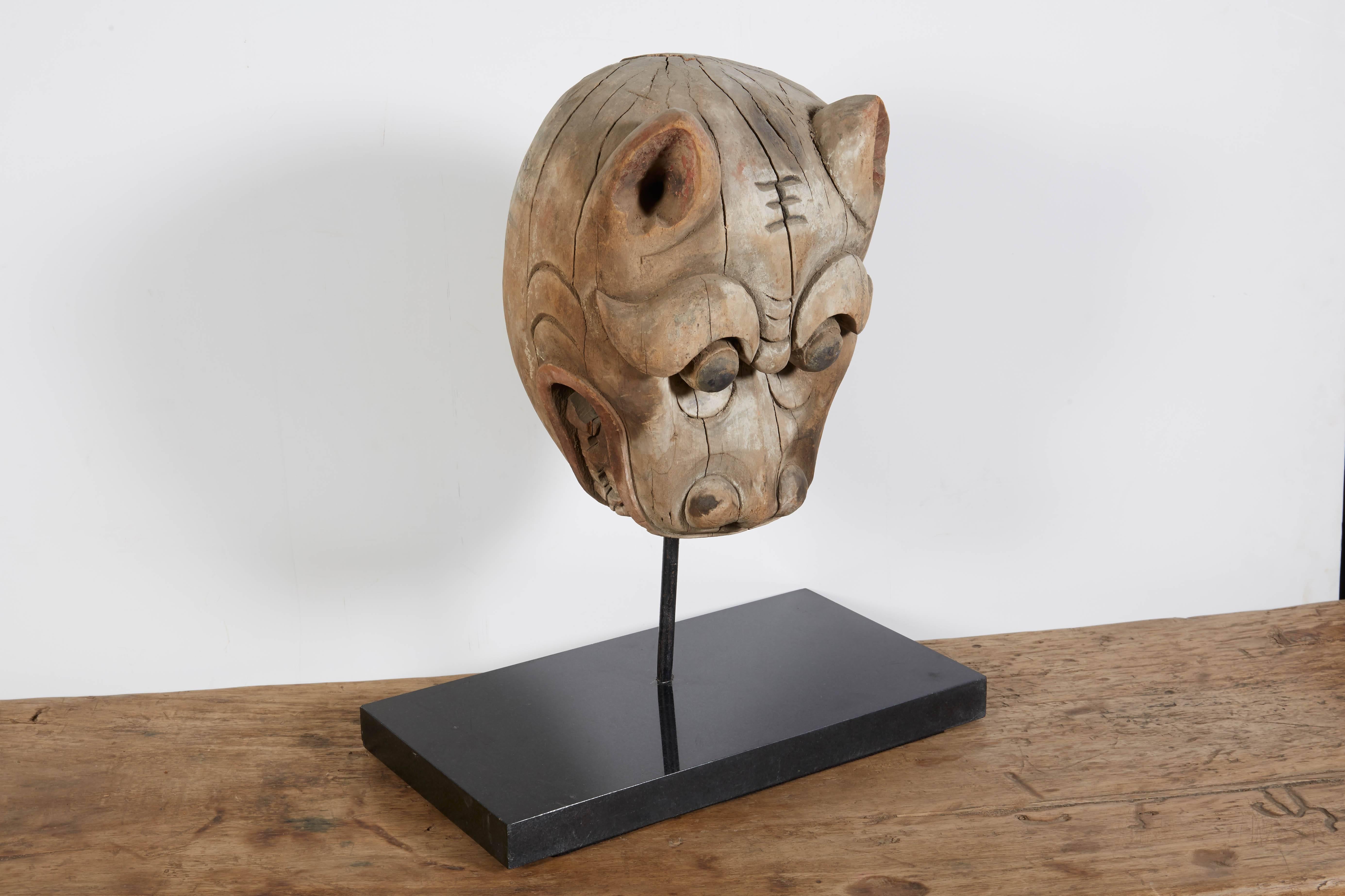 Elm Antique Chinese Tiger Mask For Sale