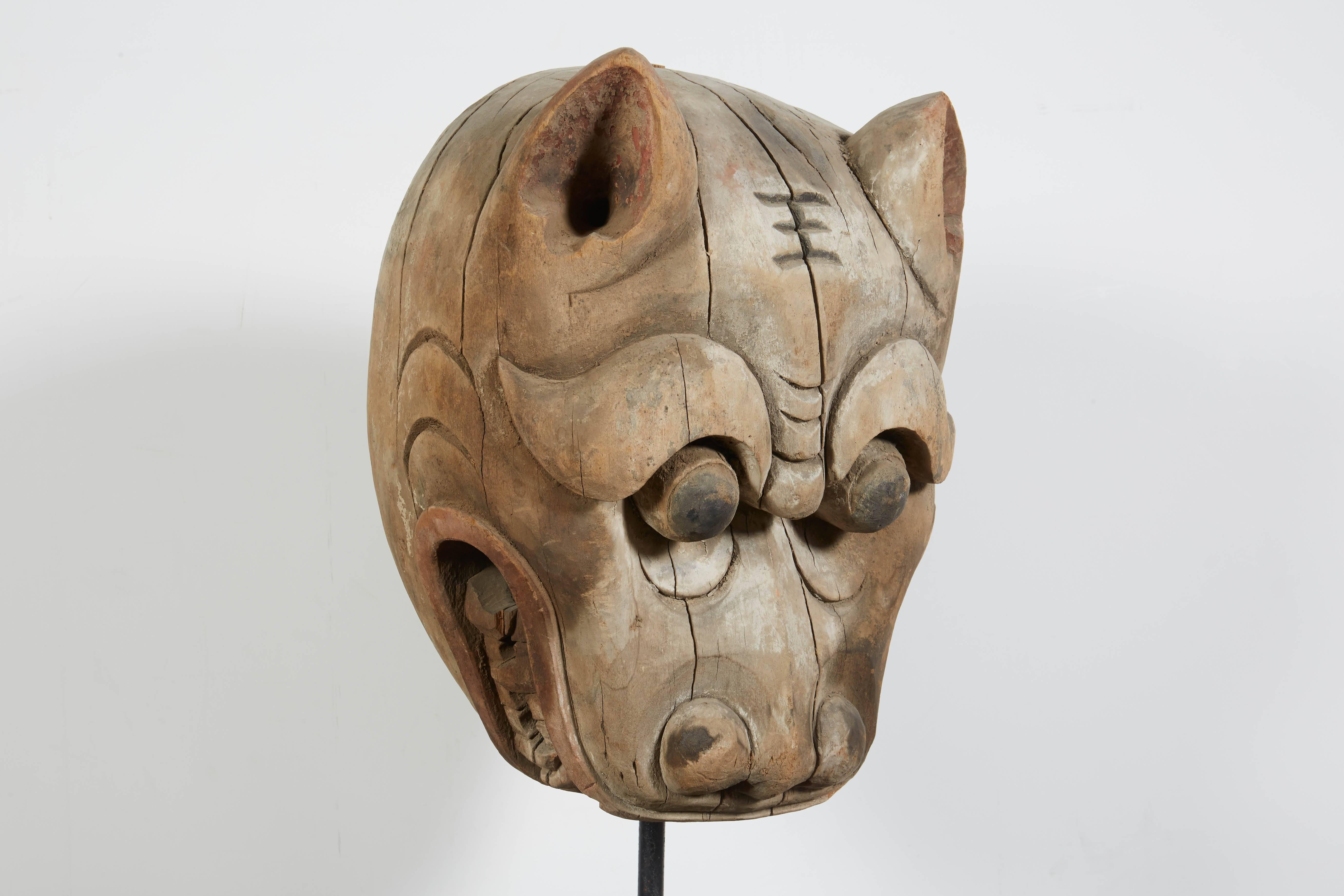 Antike chinesische Tigermaske im Angebot 3