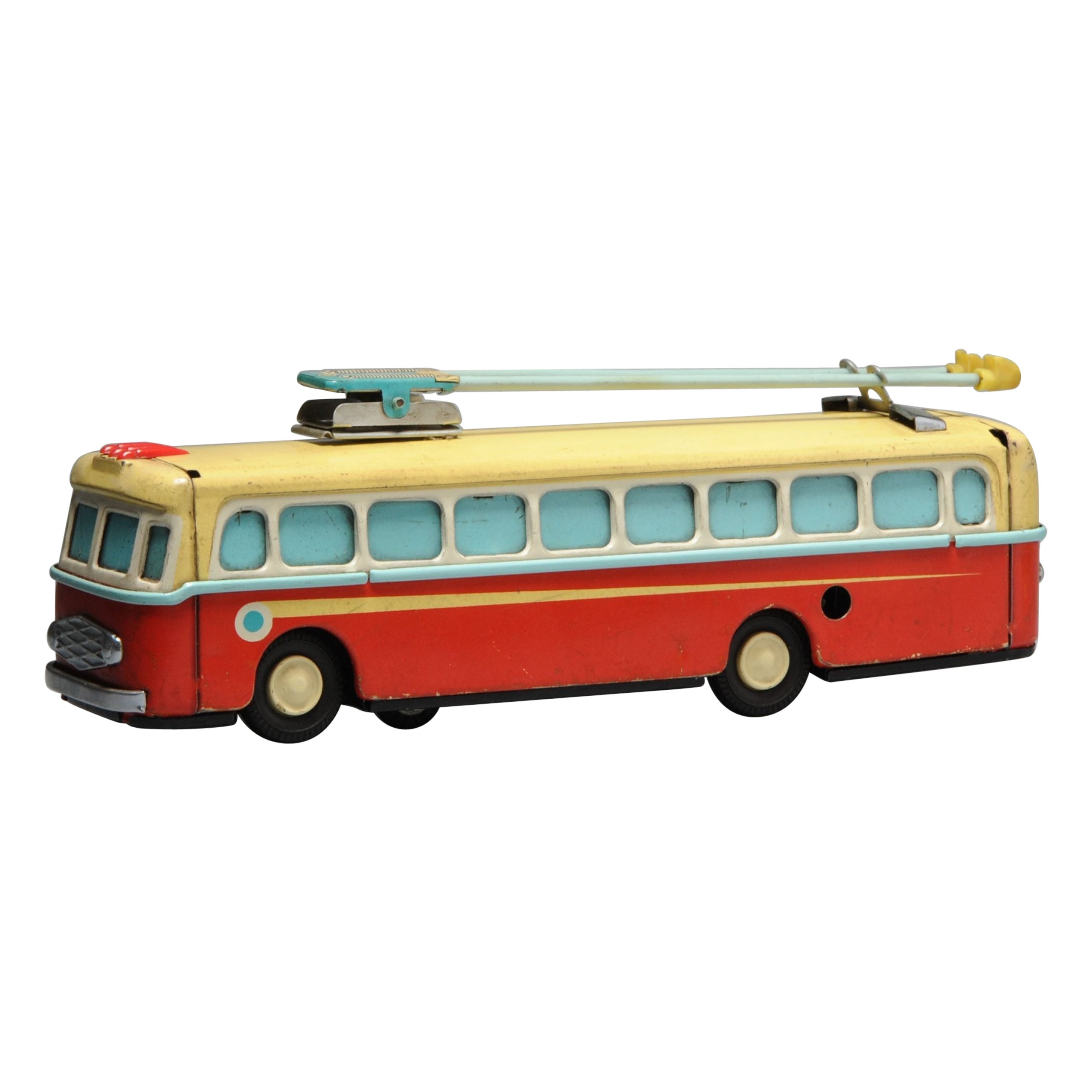 Antico giocattolo cinese di latta MS 705 Trolley Bus Shanghai-Rare, 1950/1960