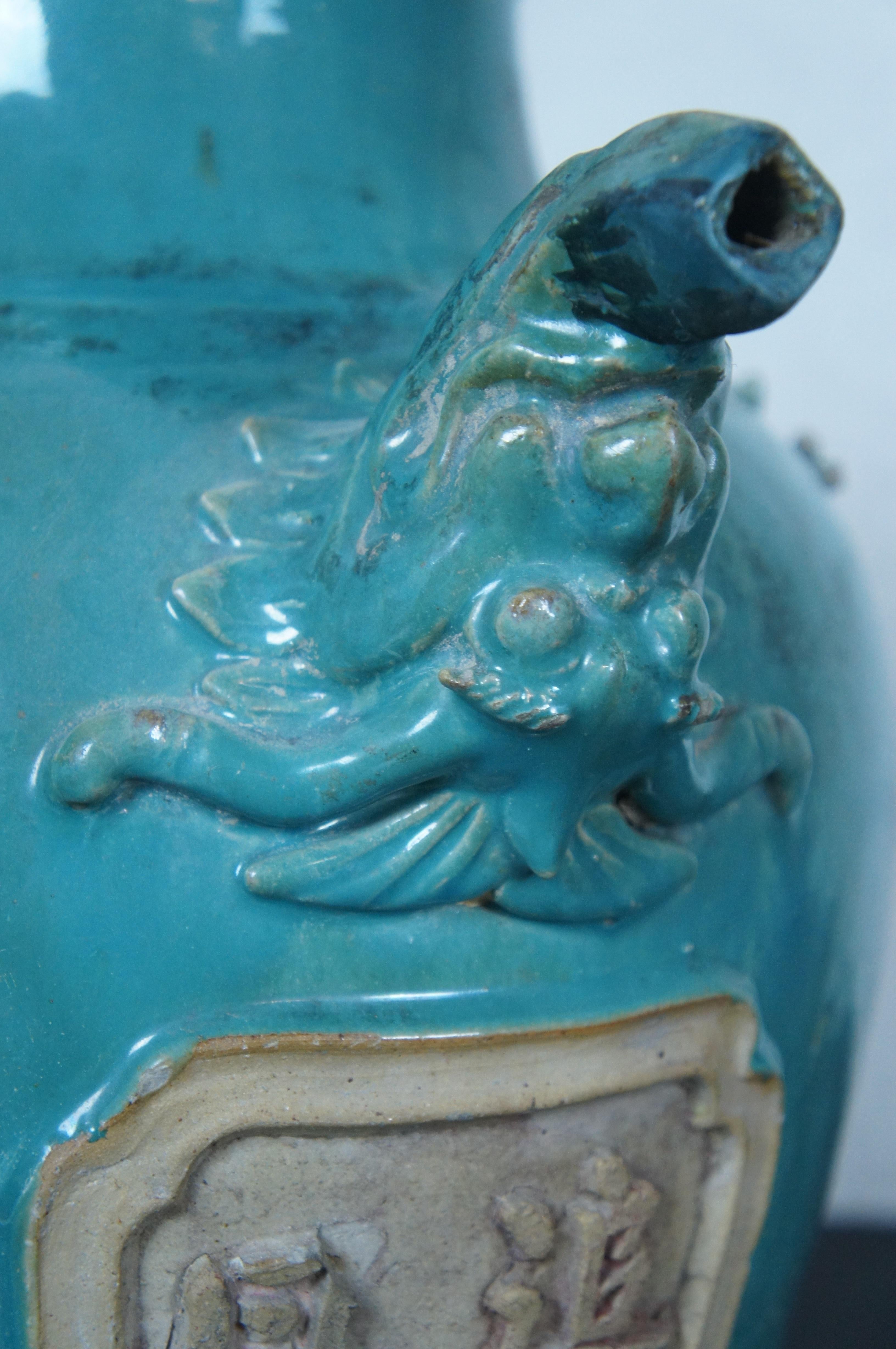 Antique Chinese Turquoise Green Ceramic Wine Jug Jar Medicine Urn Bottle 19