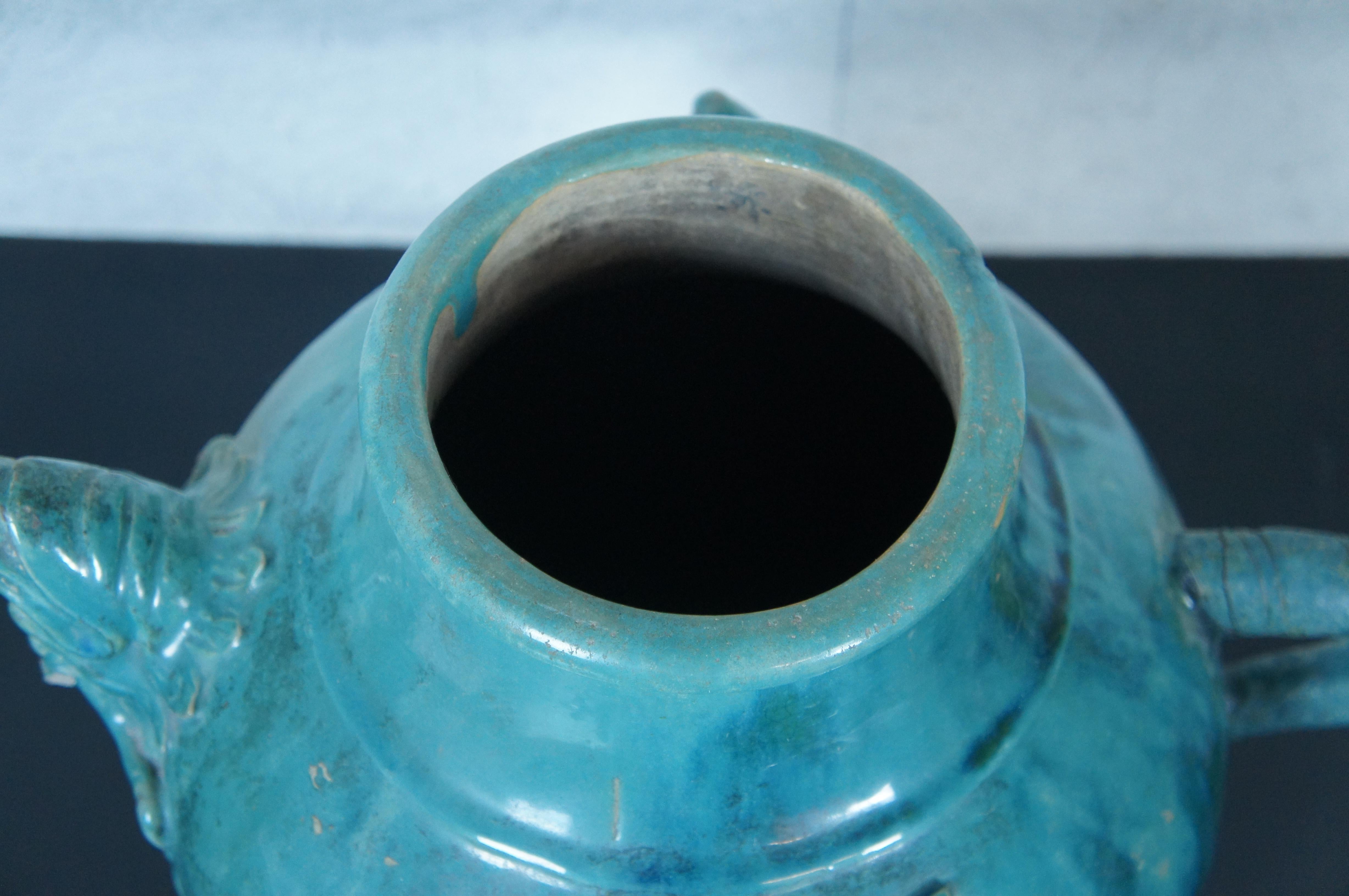 Antique Chinese Turquoise Green Ceramic Wine Jug Jar Medicine Urn Bottle 19