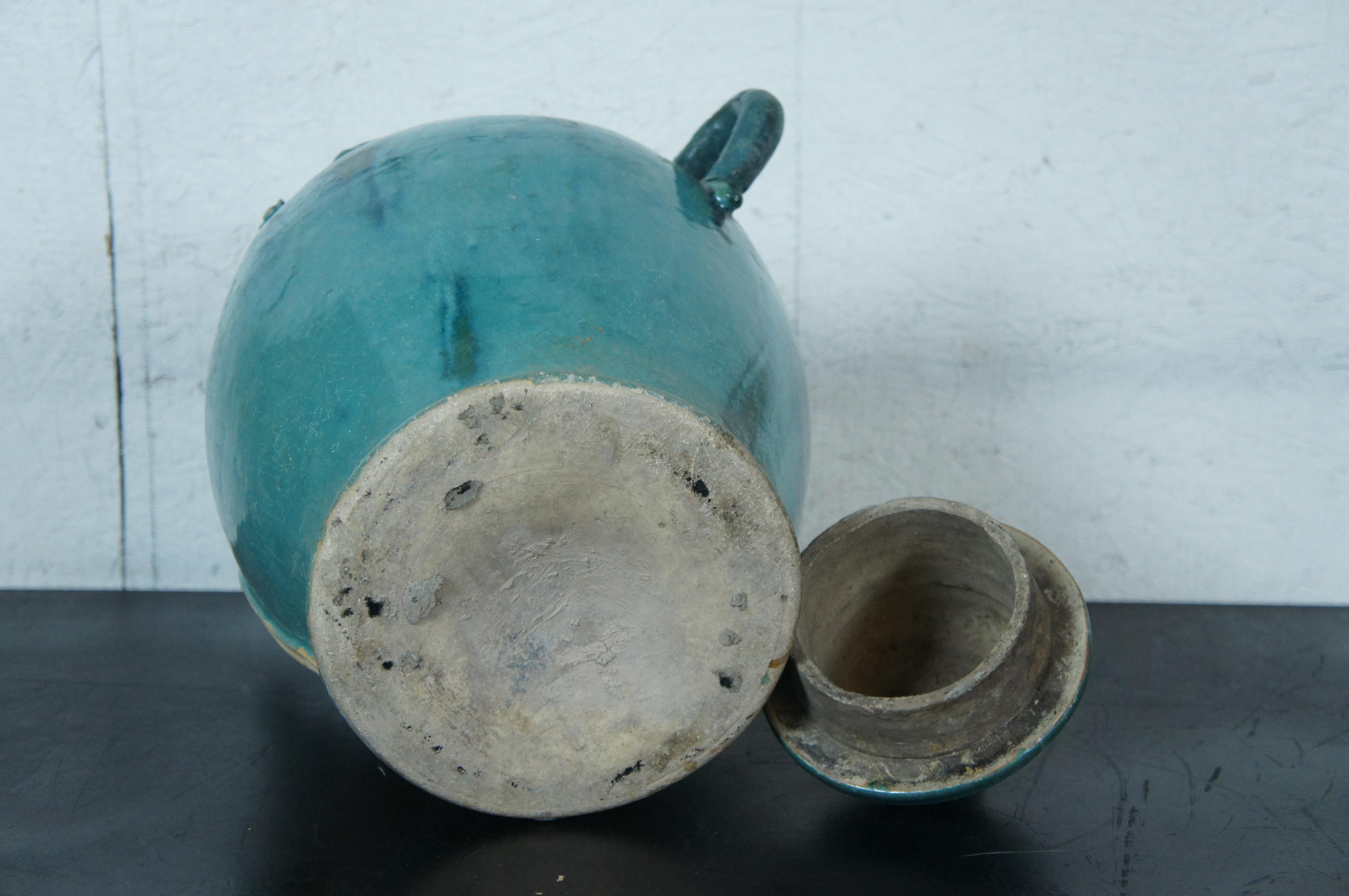 Antique Chinese Turquoise Green Ceramic Wine Jug Jar Medicine Urn Bottle 19