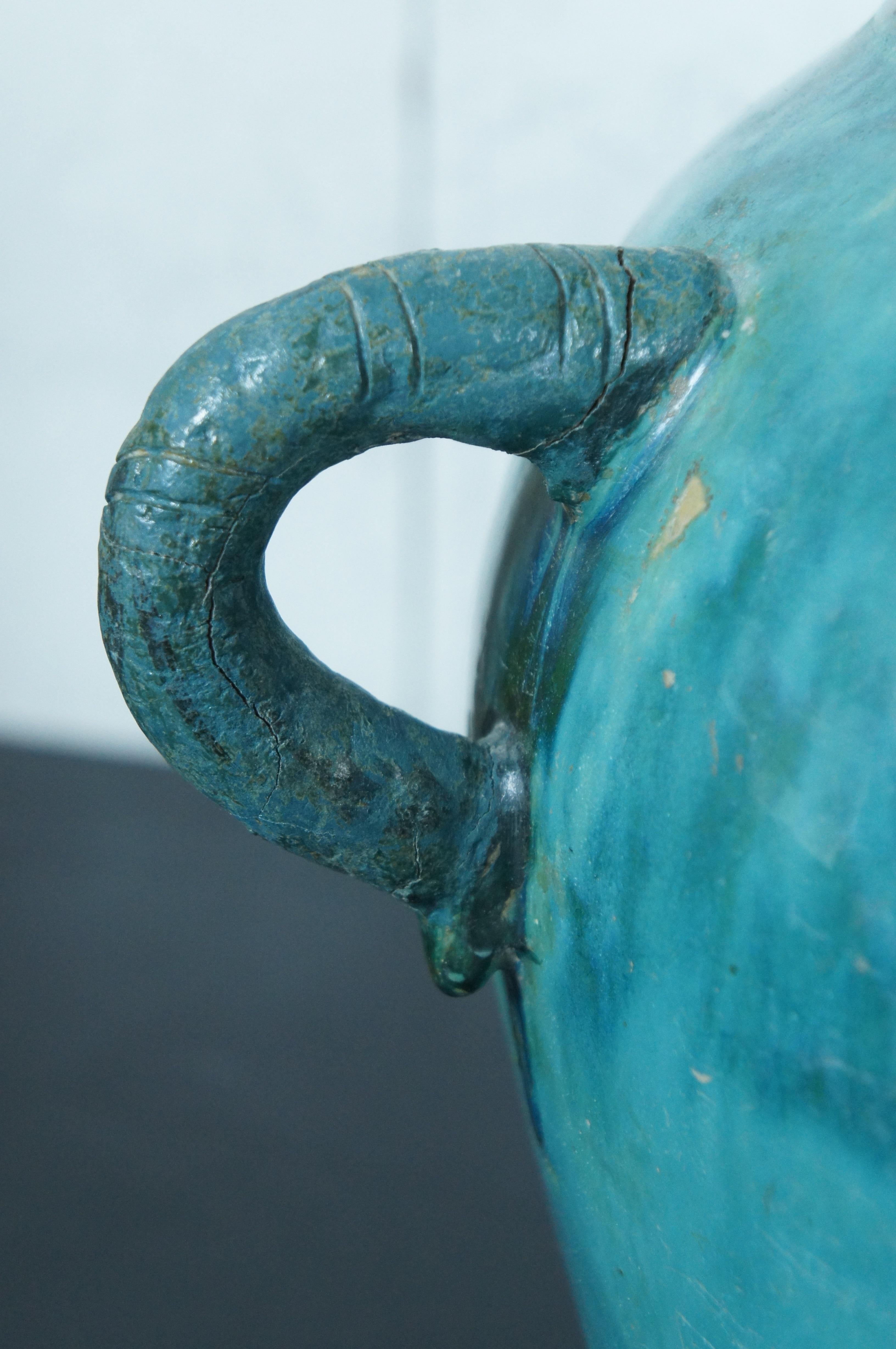Antique Chinese Turquoise Green Ceramic Wine Jug Jar Medicine Urn Bottle 19