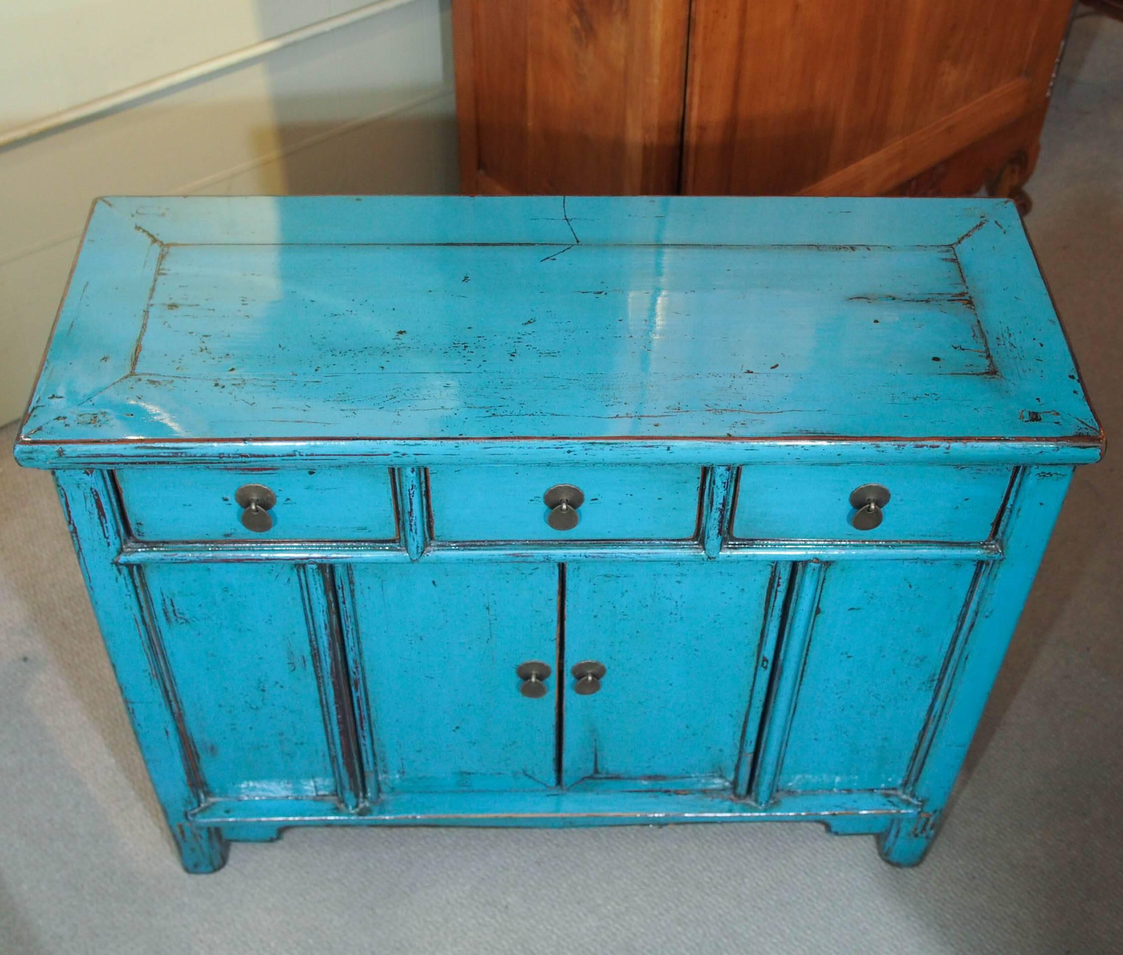 turquoise chinese cabinet