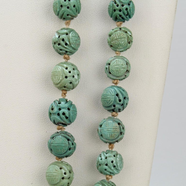 Antique Chinese Turquoise Shou Bead Necklace at 1stDibs china