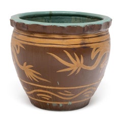 Antique Chinese Twin Dragon Pickling Pot, 19th Century