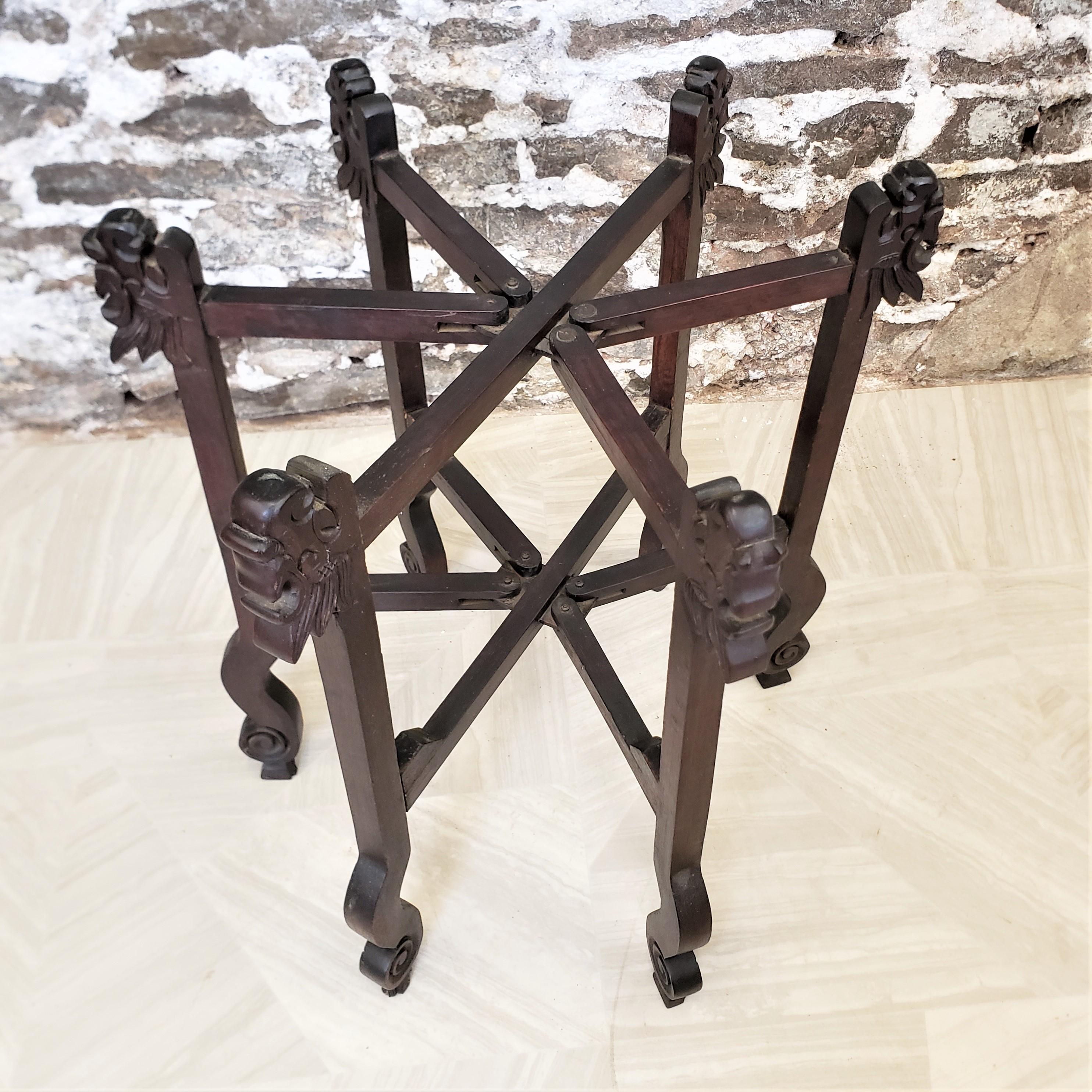 Antique Chinese Two Tiered Brass Occasional Tray Table with Engraved Tops For Sale 8