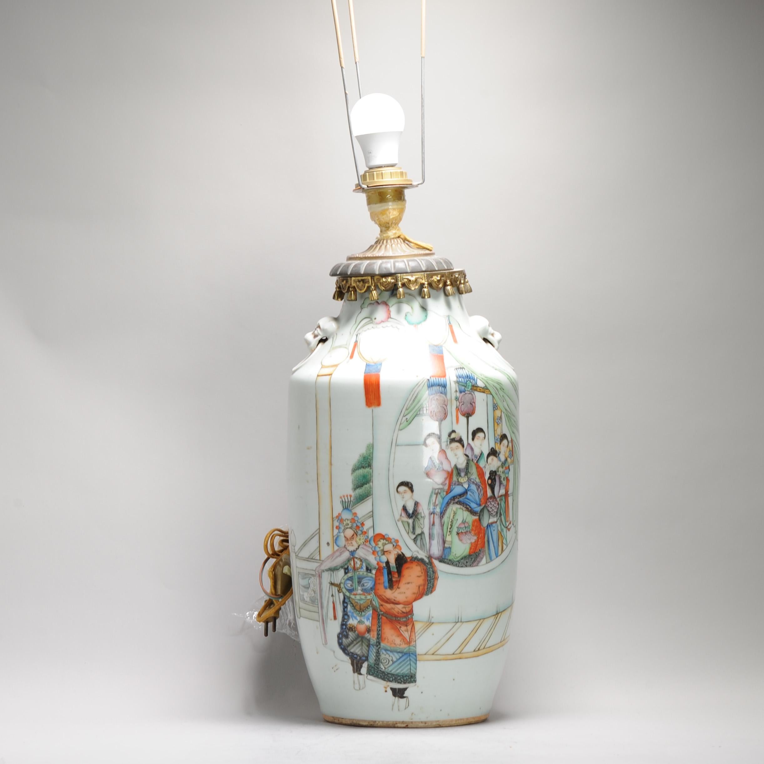 Antique Chinese Vase Late Qing Dynasty or Republic Porcelain Made into a Lamp For Sale 11