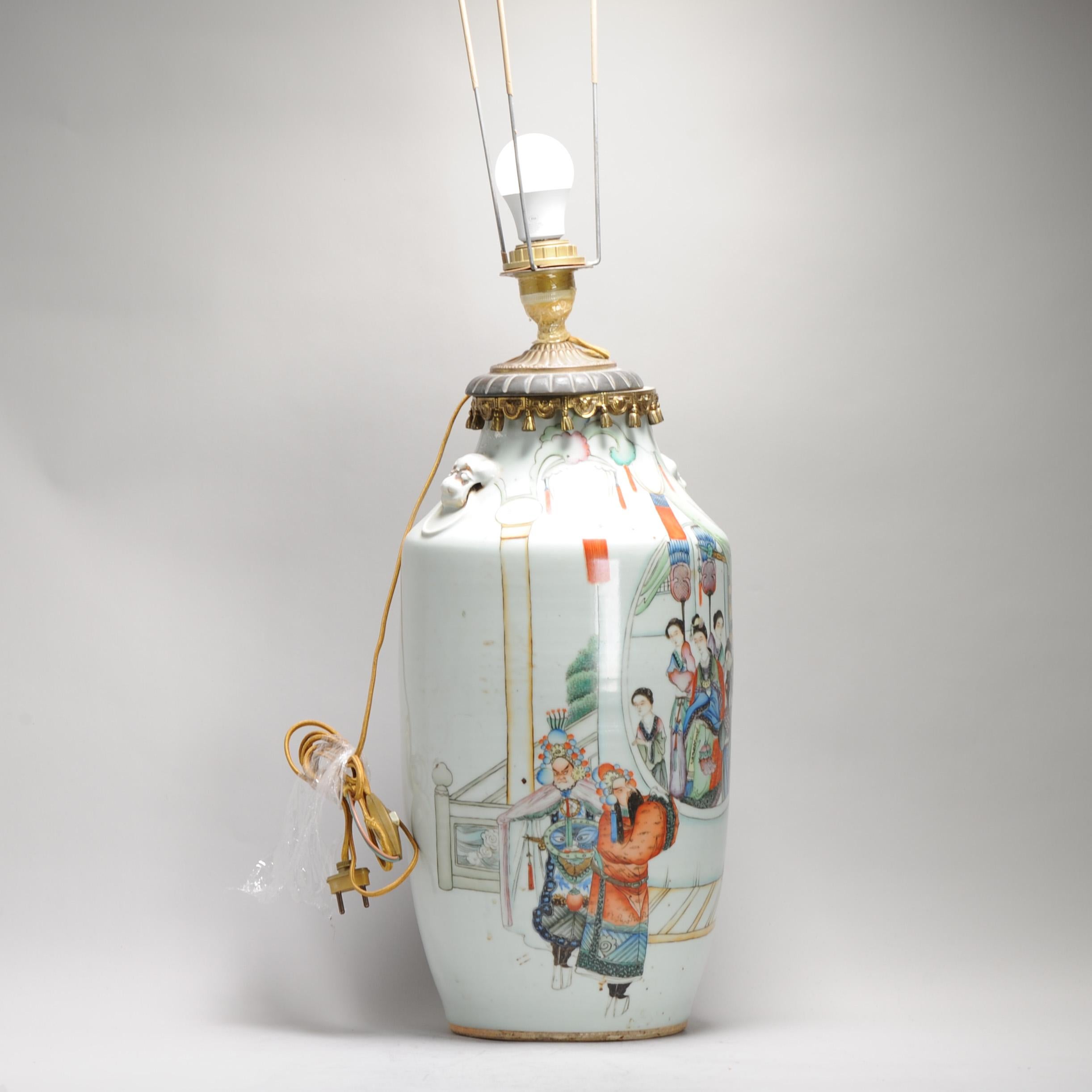 Edo Antique Chinese Vase Late Qing Dynasty or Republic Porcelain Made into a Lamp For Sale