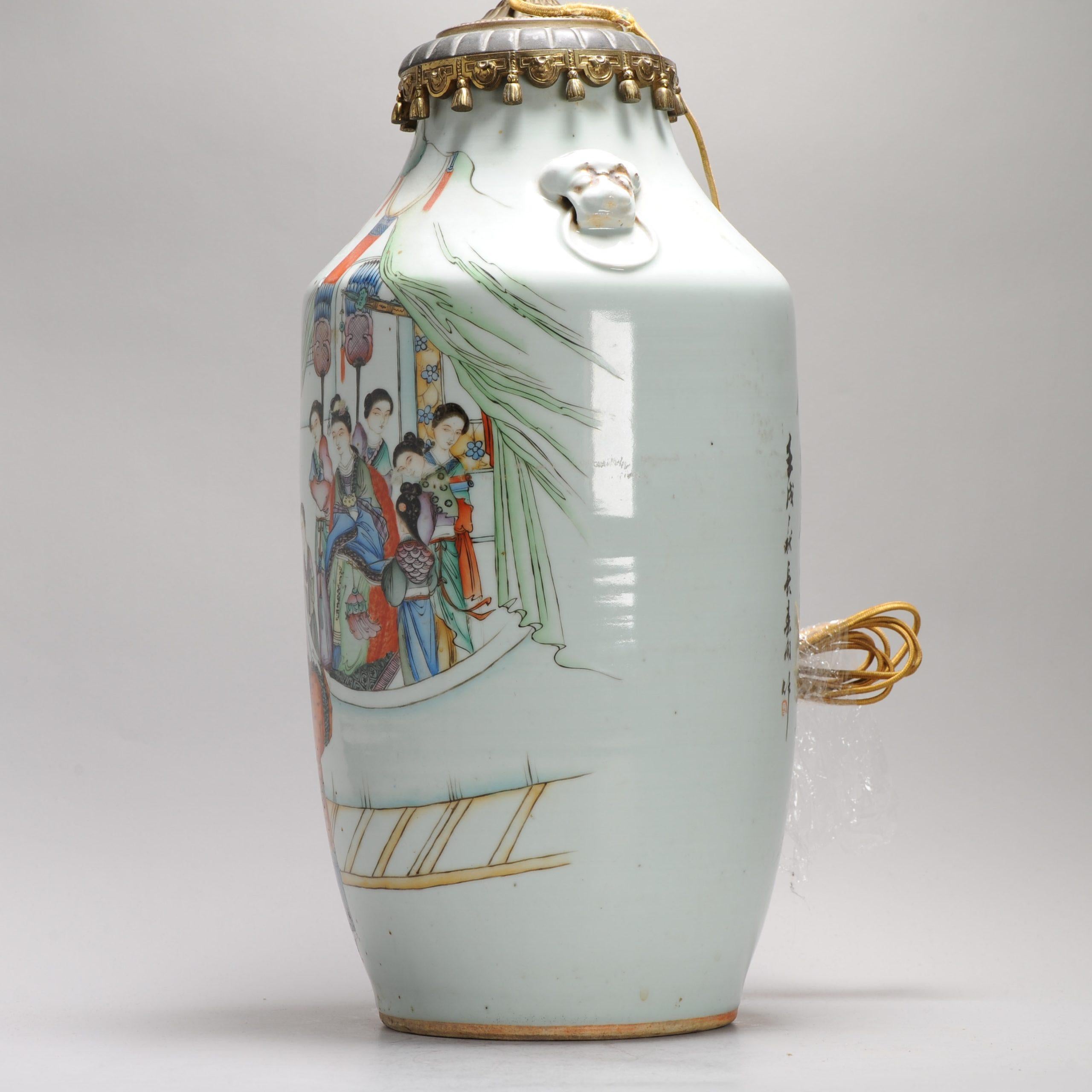 Antique Chinese Vase Late Qing Dynasty or Republic Porcelain Made into a Lamp In Good Condition For Sale In Amsterdam, Noord Holland