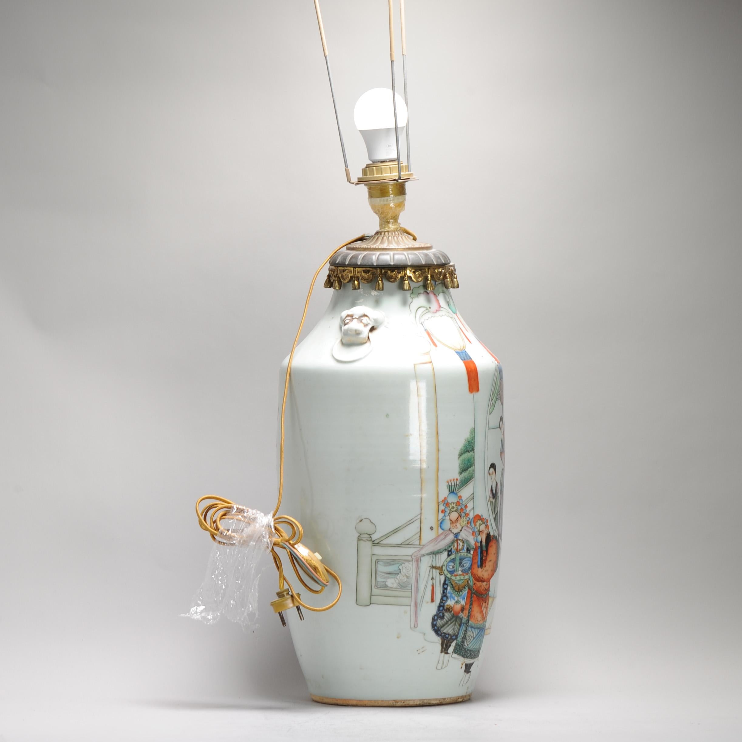 18th Century and Earlier Antique Chinese Vase Late Qing Dynasty or Republic Porcelain Made into a Lamp For Sale