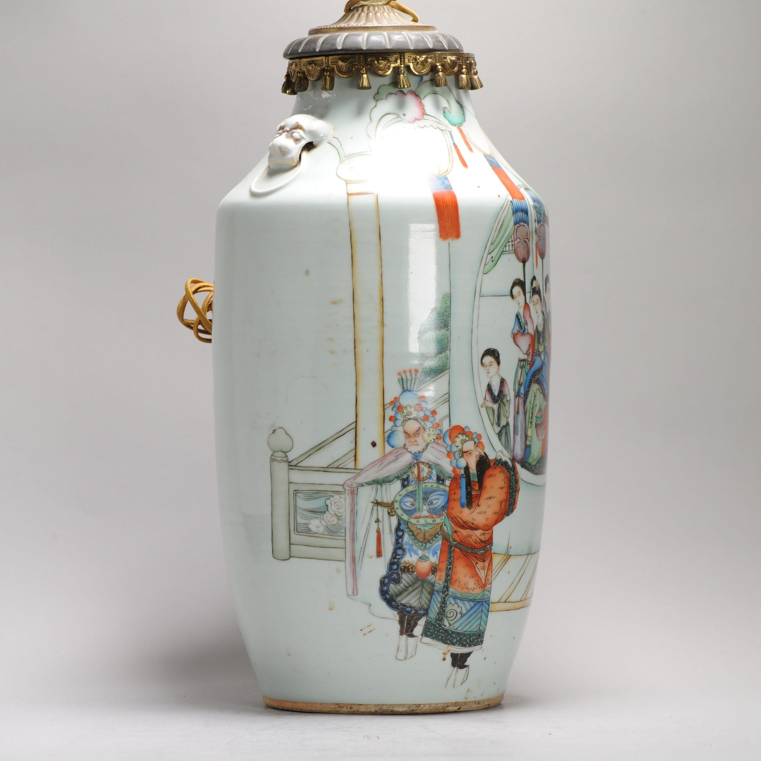 Antique Chinese Vase Late Qing Dynasty or Republic Porcelain Made into a Lamp For Sale 3
