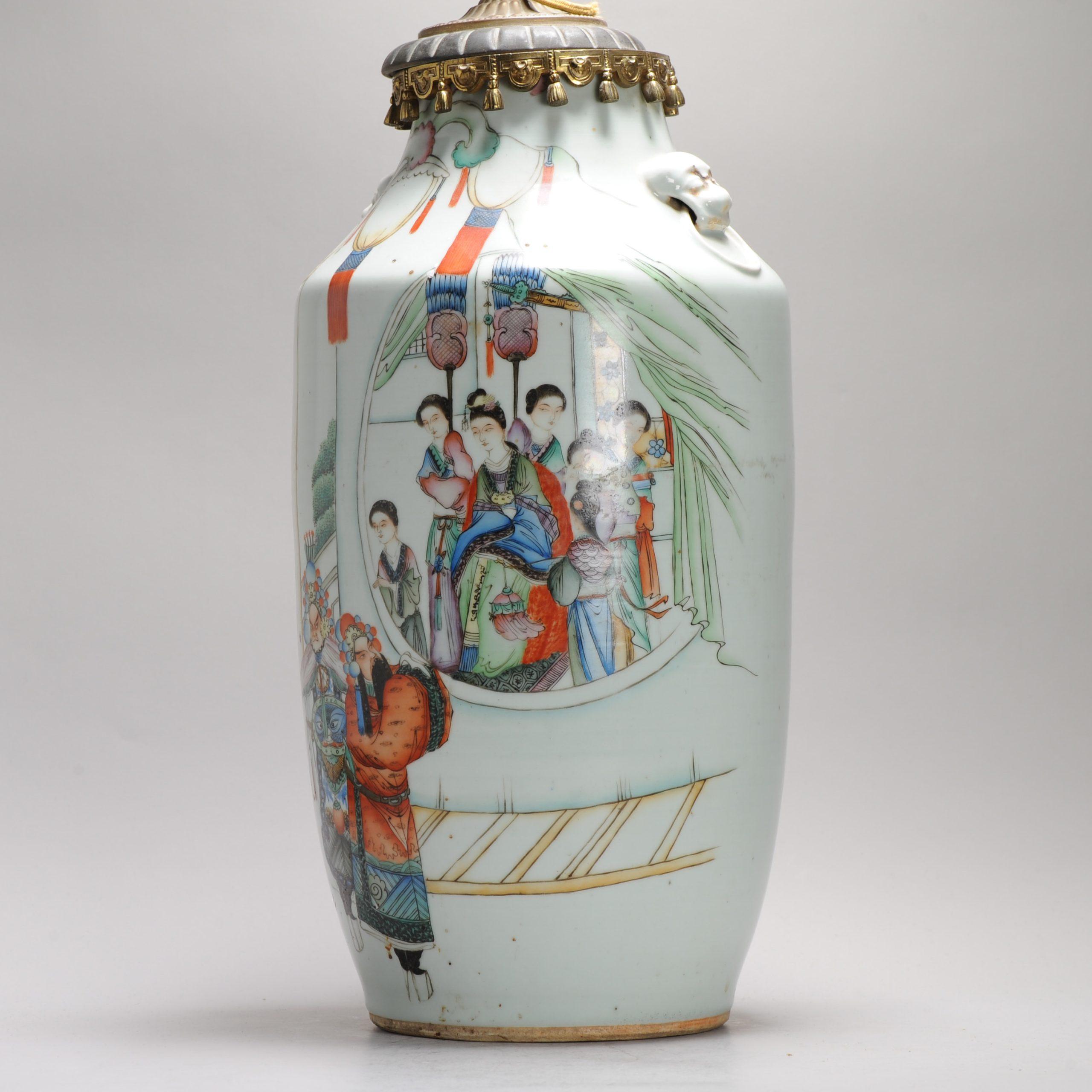 Antique Chinese Vase Late Qing Dynasty or Republic Porcelain Made into a Lamp For Sale 4