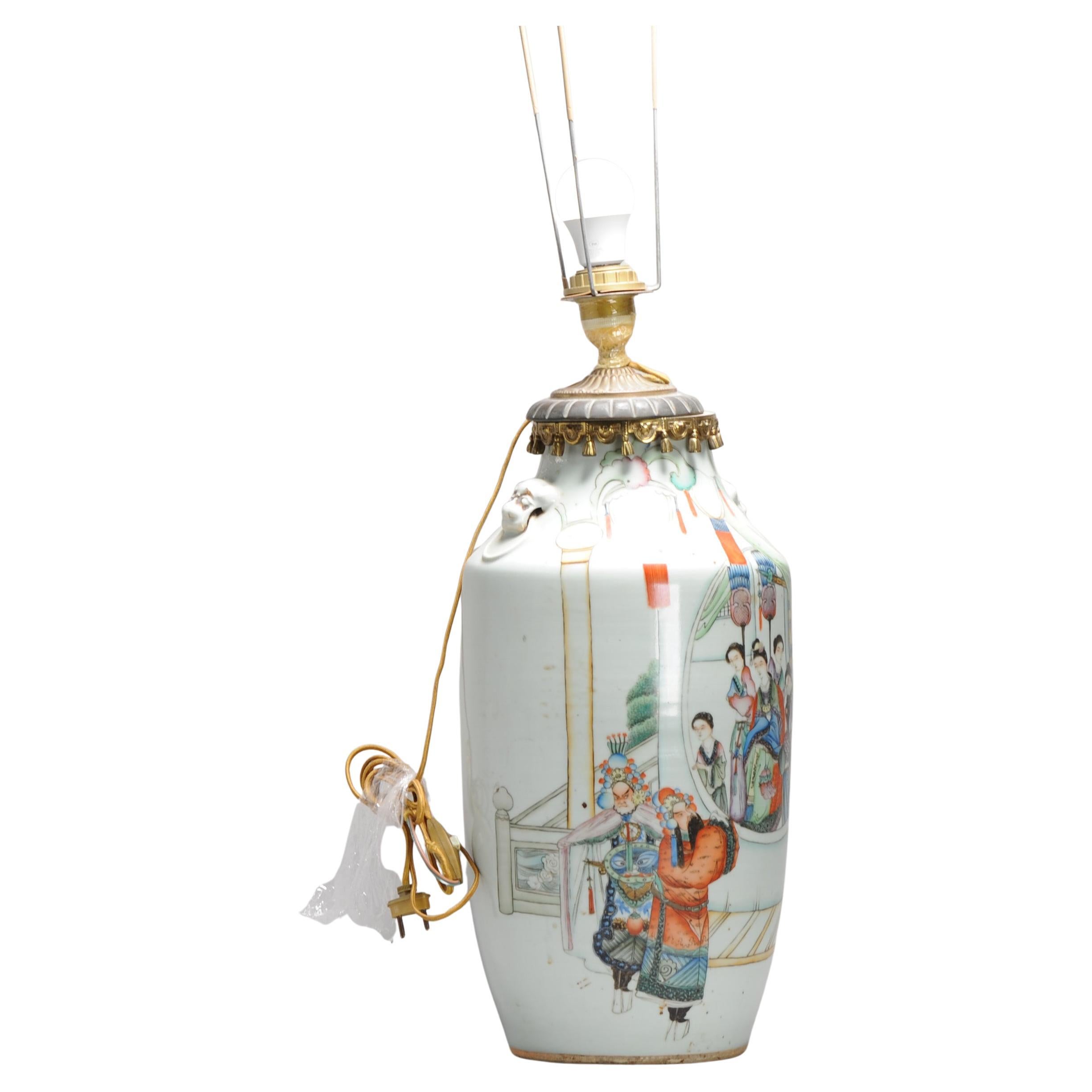 Antique Chinese Vase Late Qing Dynasty or Republic Porcelain Made into a Lamp For Sale