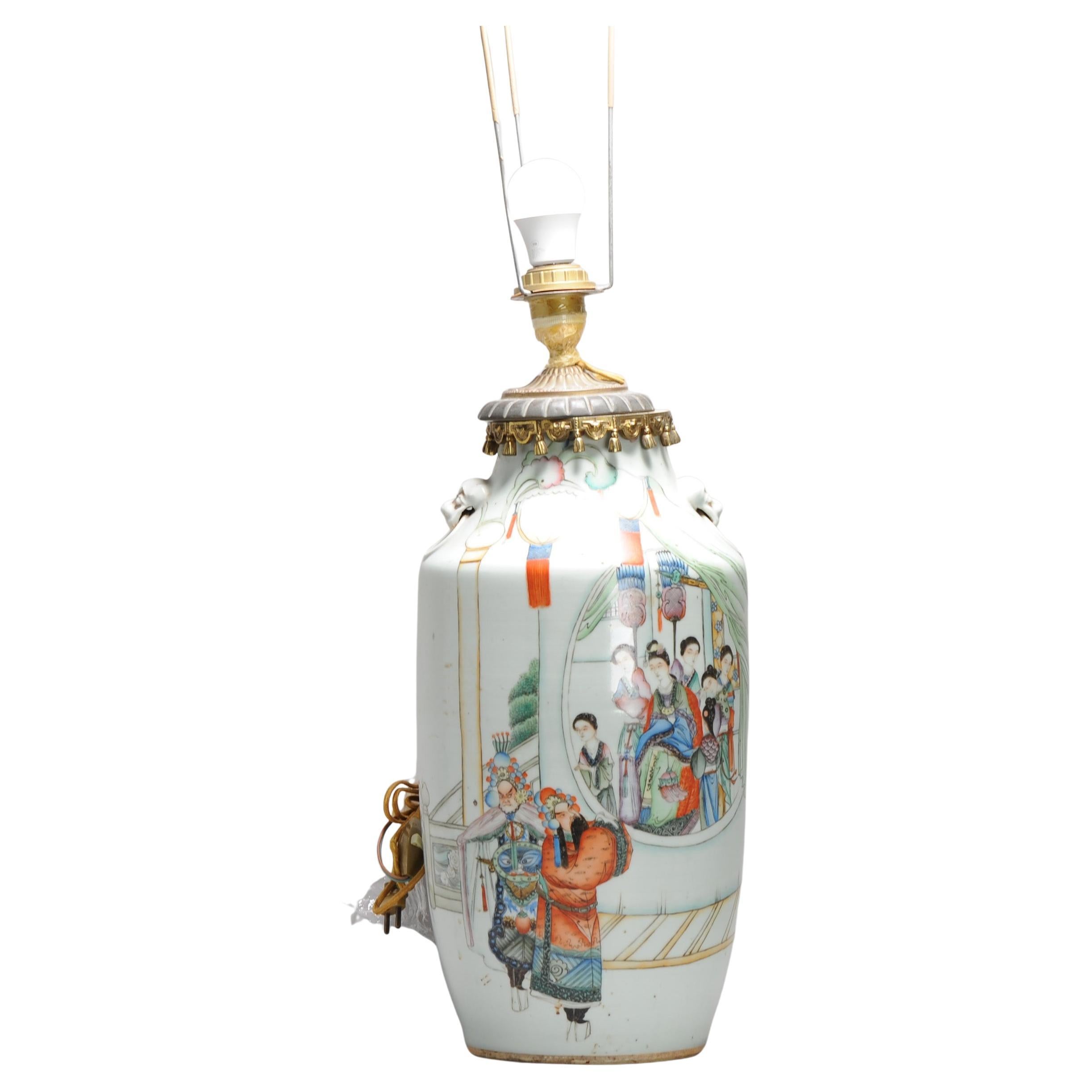 Antique Chinese Vase Late Qing Dynasty or Republic Porcelain Made into Lamp