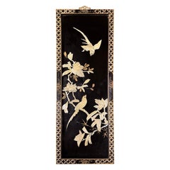 Chino antiguo  panel mural Asia lacado negro nácar