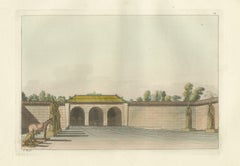 Stampa antica raffigurante una cinta muraria cinese e un triplo portale, Ferrario, 1815