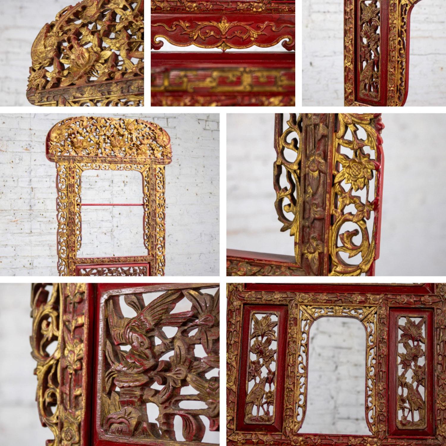 Antique Chinese Wash Basin Stand Red Lacquer & Gilded w/Hand Carved Details For Sale 8