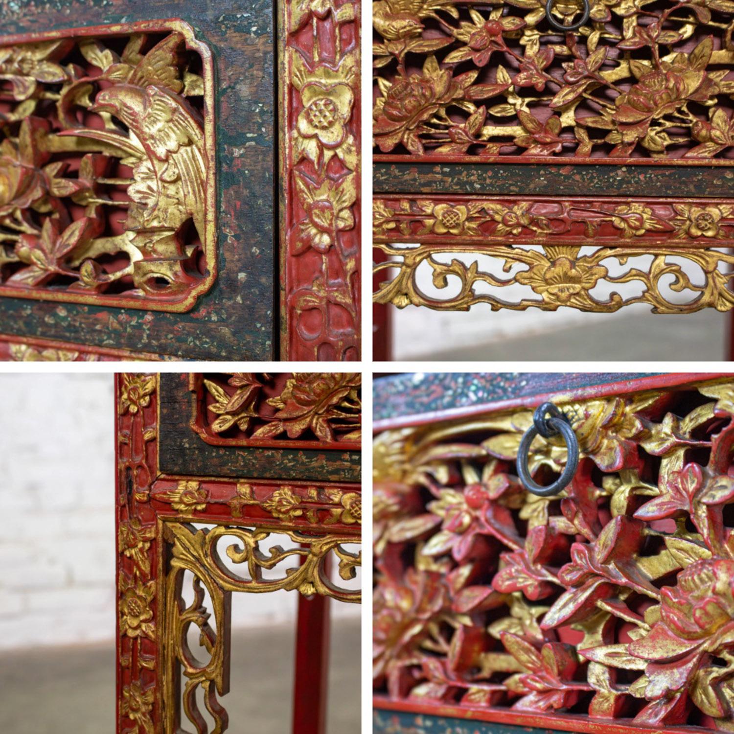 Antique Chinese Wash Basin Stand Red Lacquer & Gilded w/Hand Carved Details For Sale 11
