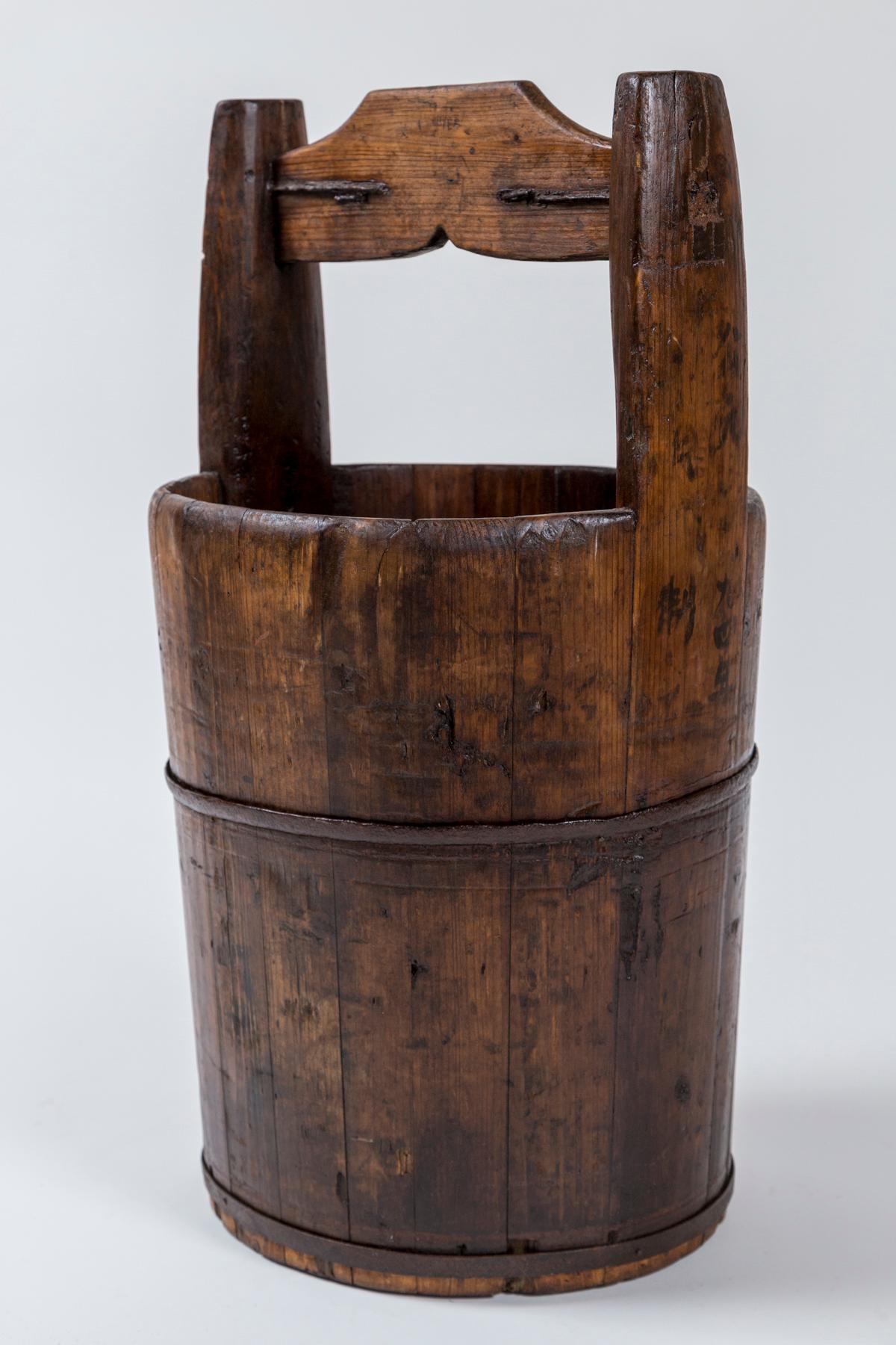 Rustic Antique Chinese Water Bucket, Early 20th Century For Sale