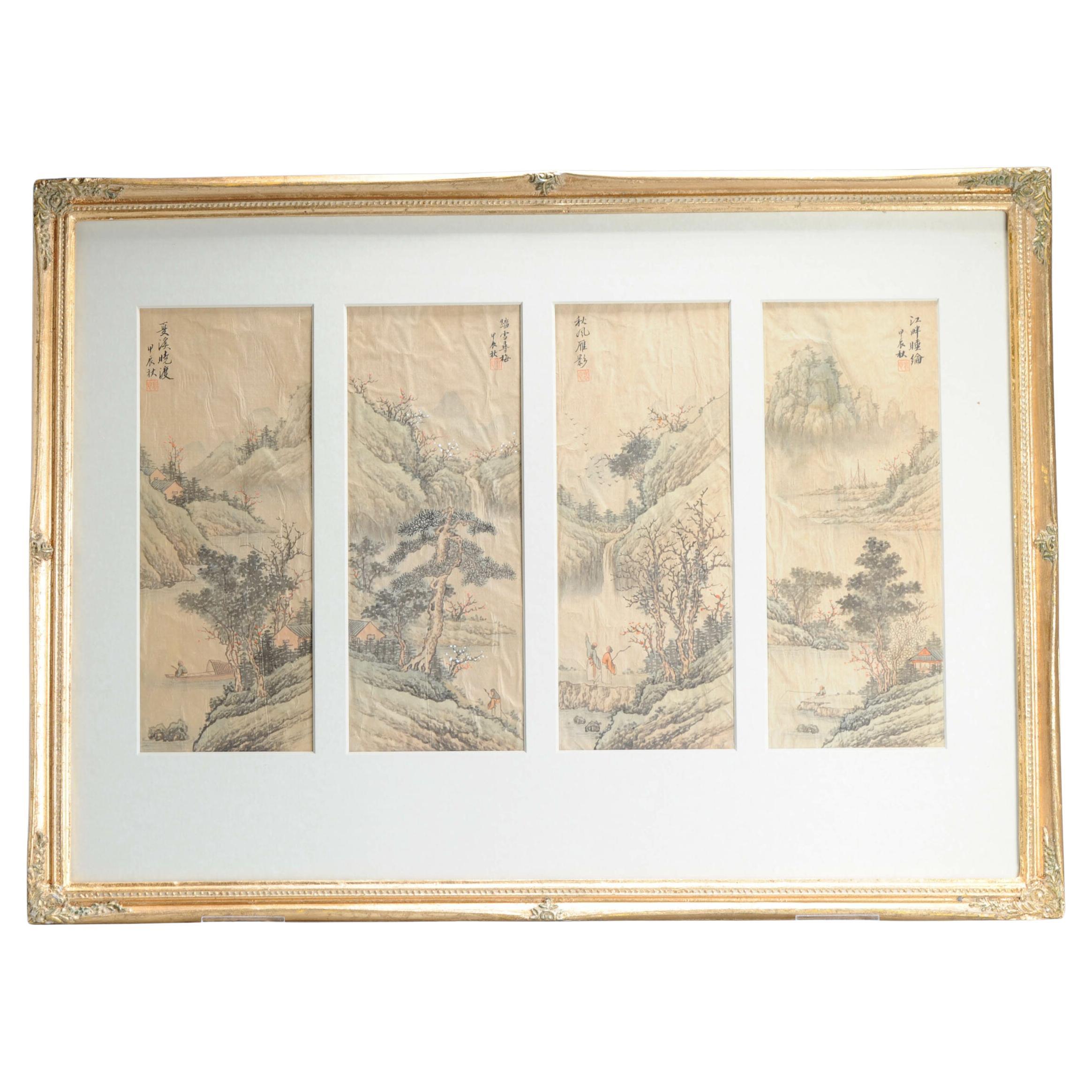 Antique Chinese Water Color Painting Classic Literati Qing Dynasty, 19/20th C