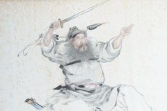 Antique Chinese Water Color Painting of a Man C Qing Dynasty