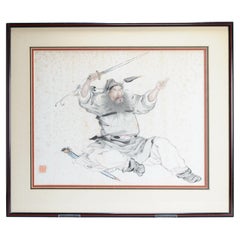 Antique Chinese Water Color Painting of a Man C Qing Dynasty