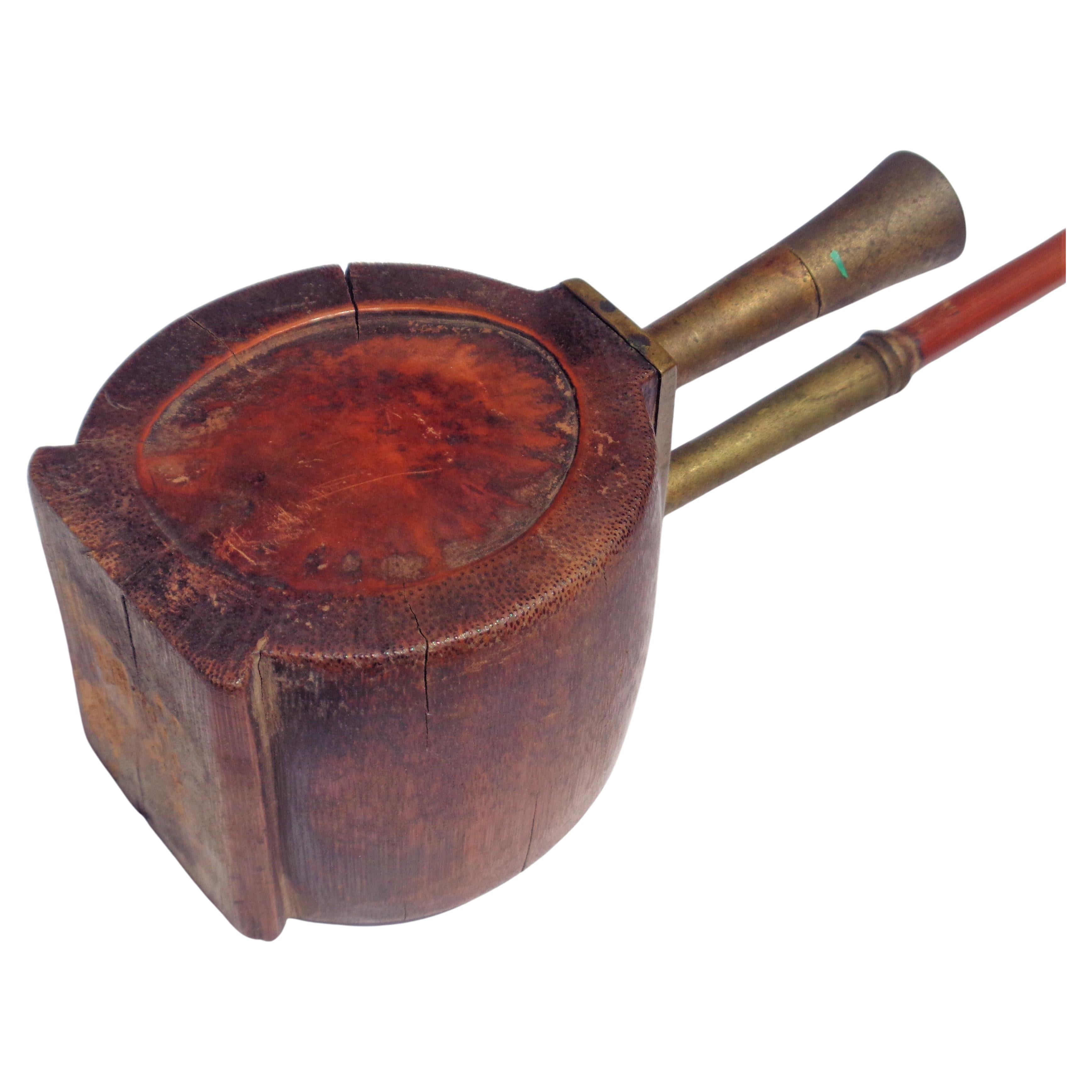  19th Century Chinese Wood Bronze Water Pipe 8