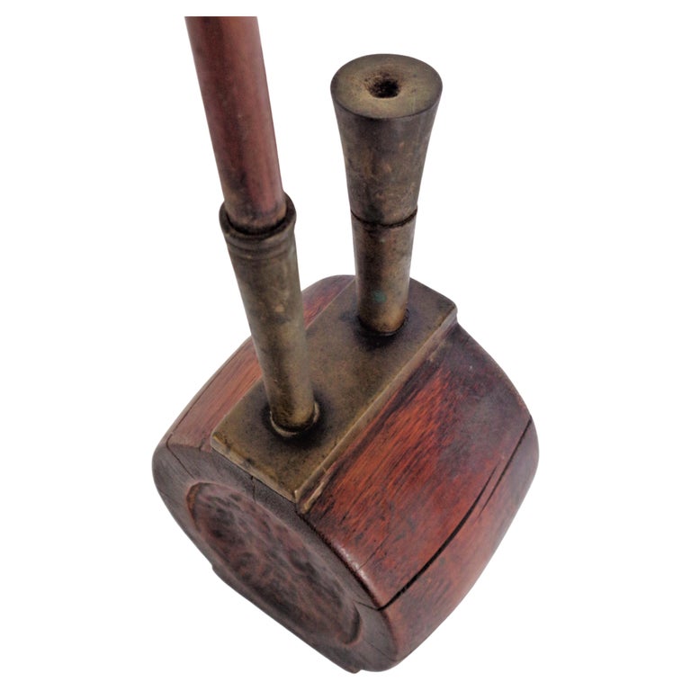 19th Century Chinese Wood Bronze Water Pipe For Sale at 1stDibs
