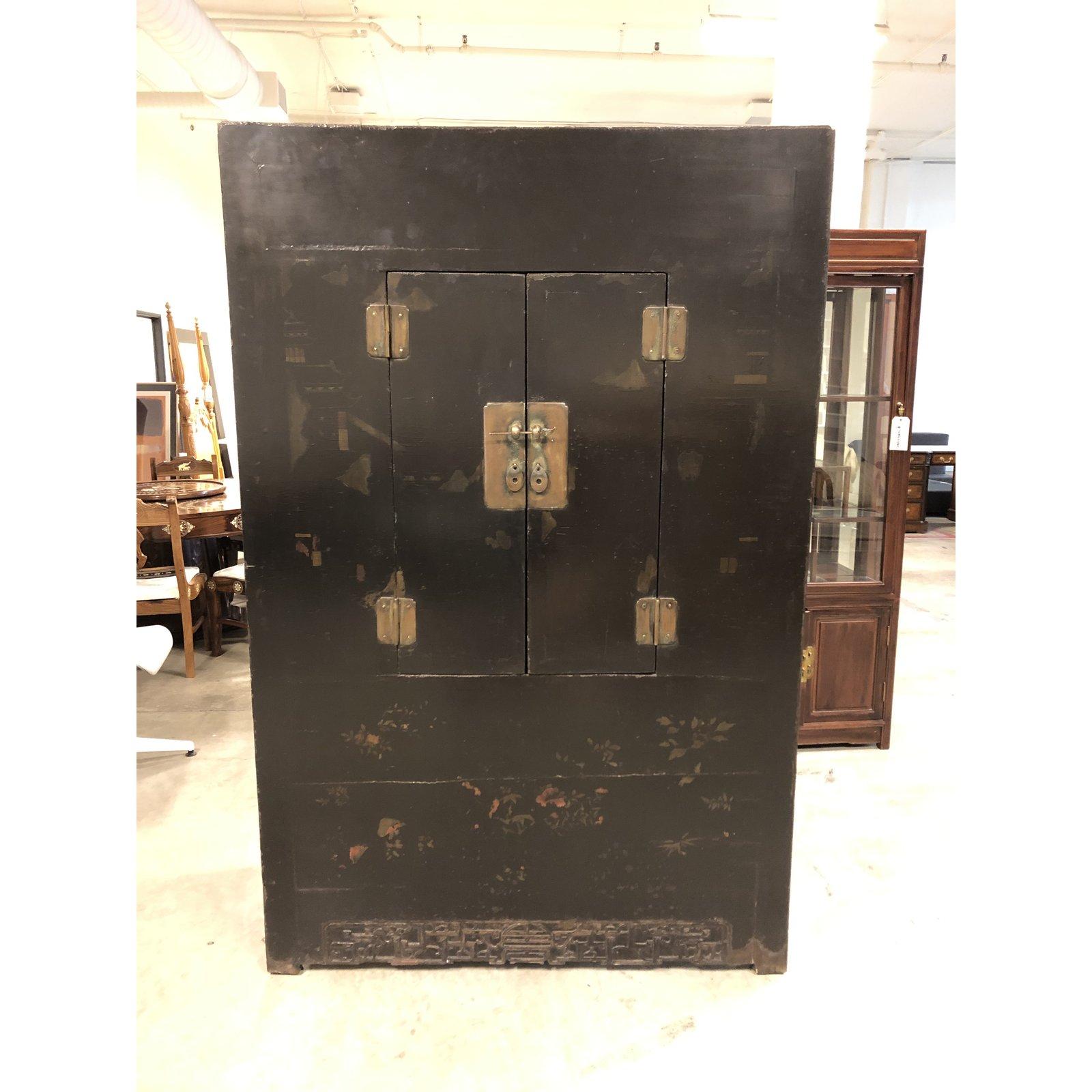 Contemporary Antique Chinese Wedding Lacquer Cabinet from Gumps For Sale