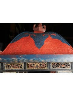Antique Chinese Wedding Sedan Chair with Giltwood Temple Carvings