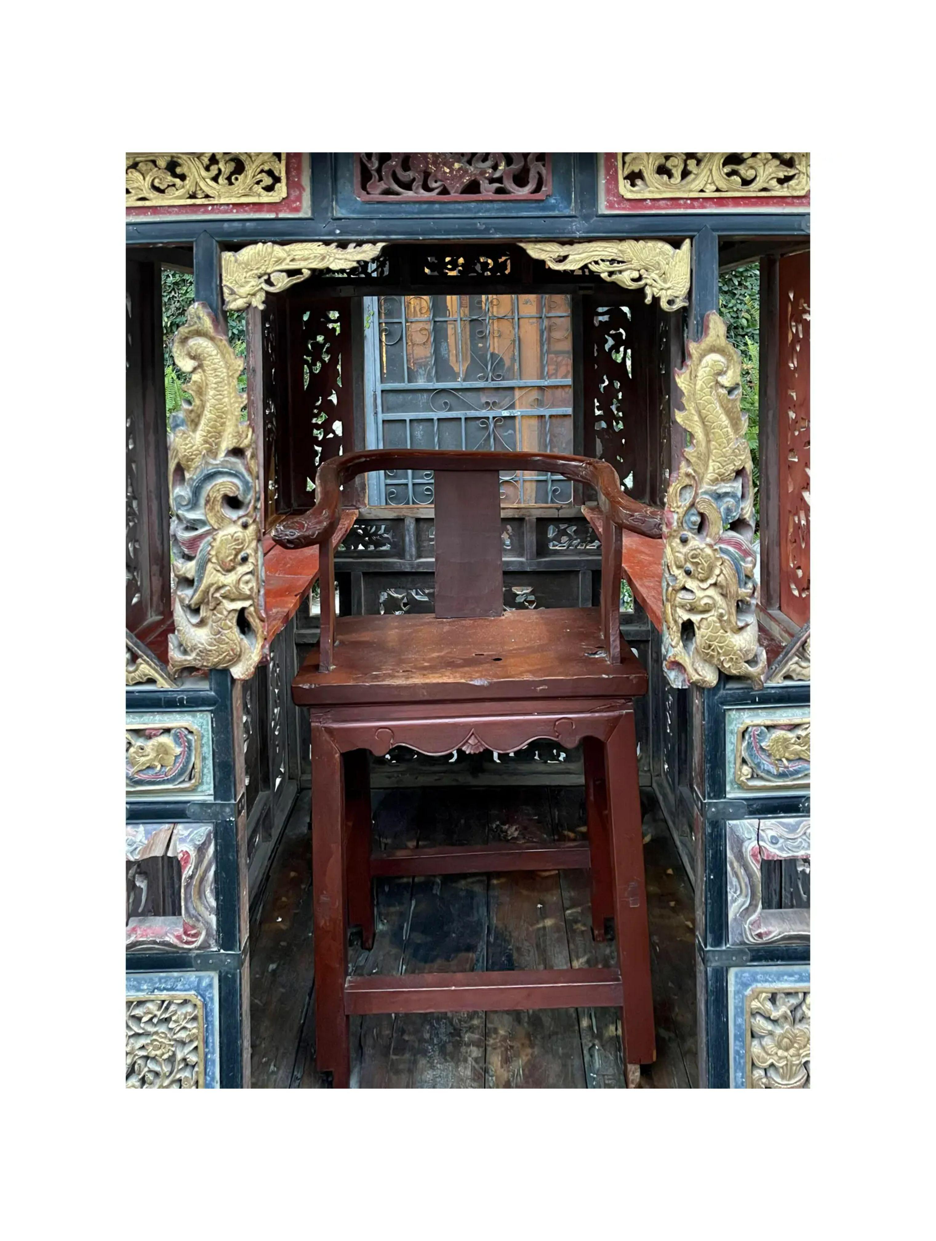 Antique Chinese Wedding Sedan Chair with Giltwood Temple Carvings 3