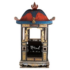 Antique Chinese Wedding Sedan Chair with Giltwood Temple Carvings