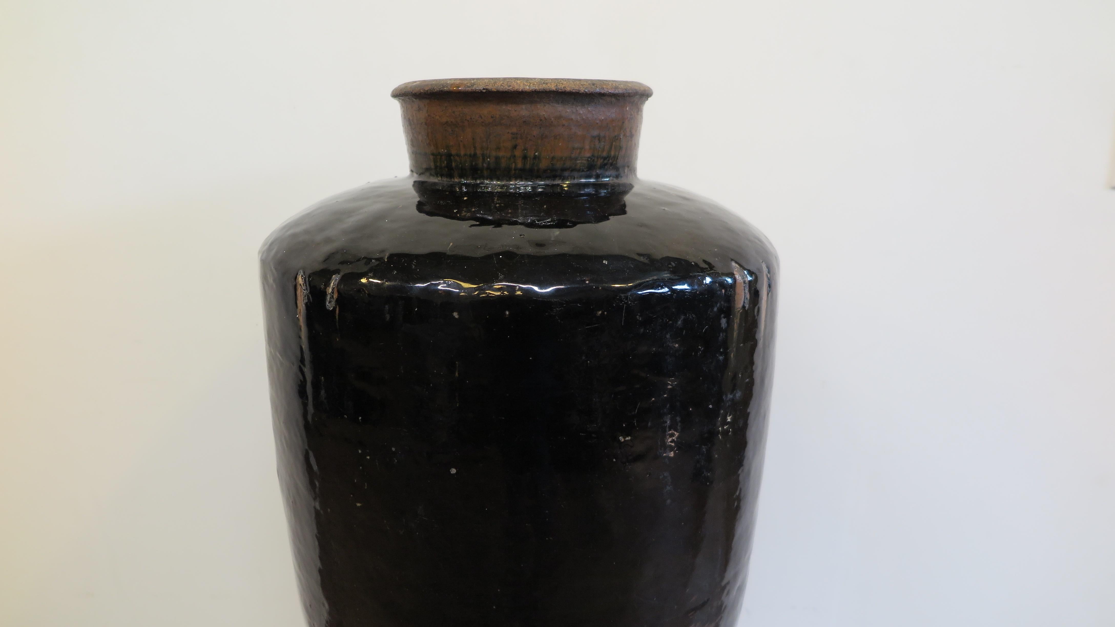 Glazed Antique Chinese Wine Jar For Sale