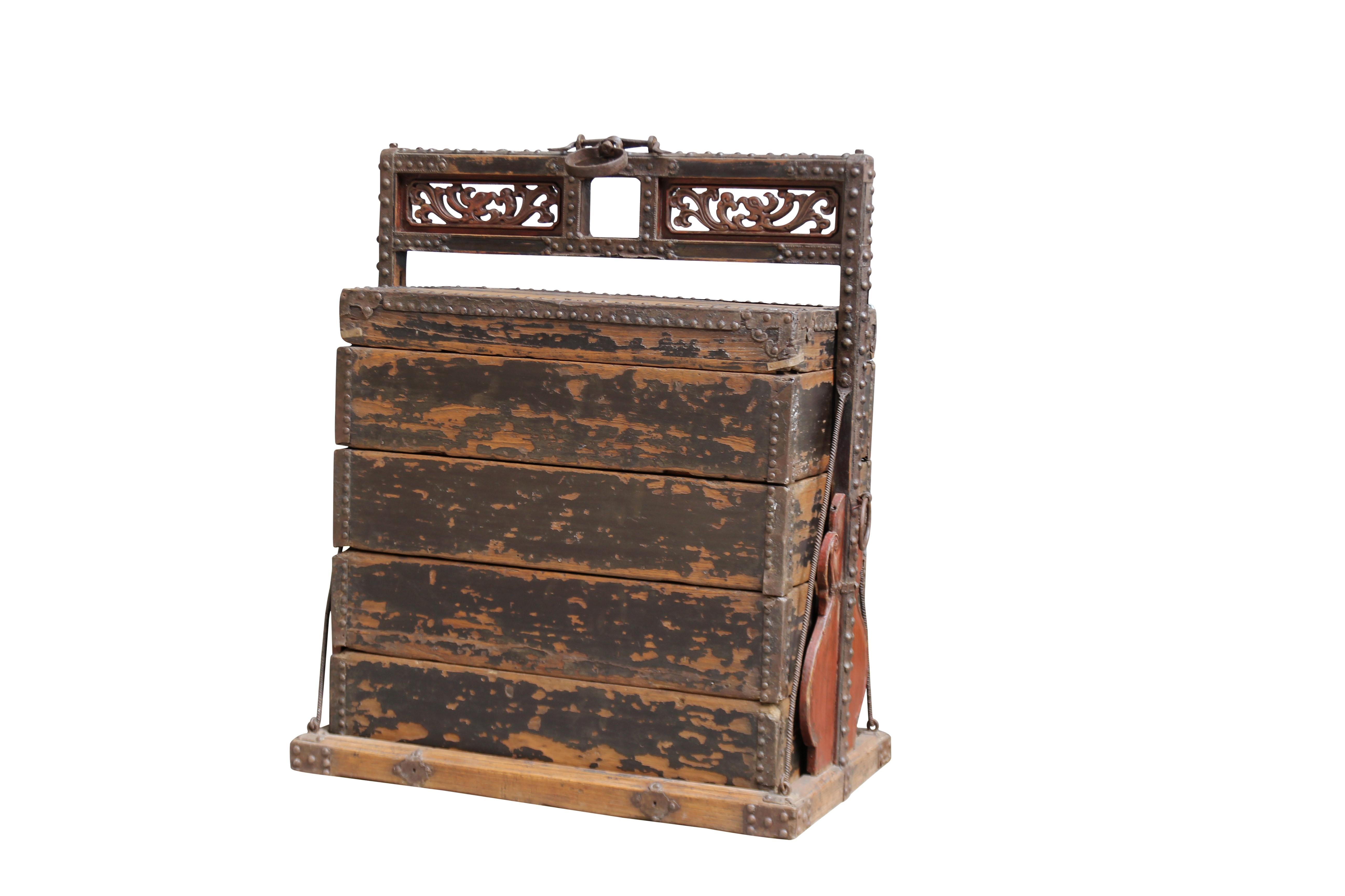 Chinese Export Antique Chinese Wood Food Box For Sale