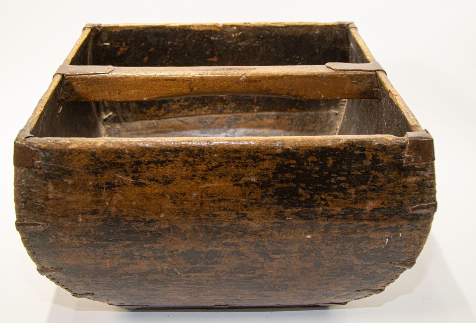 Antique Chinese Wood Rice Basket 1