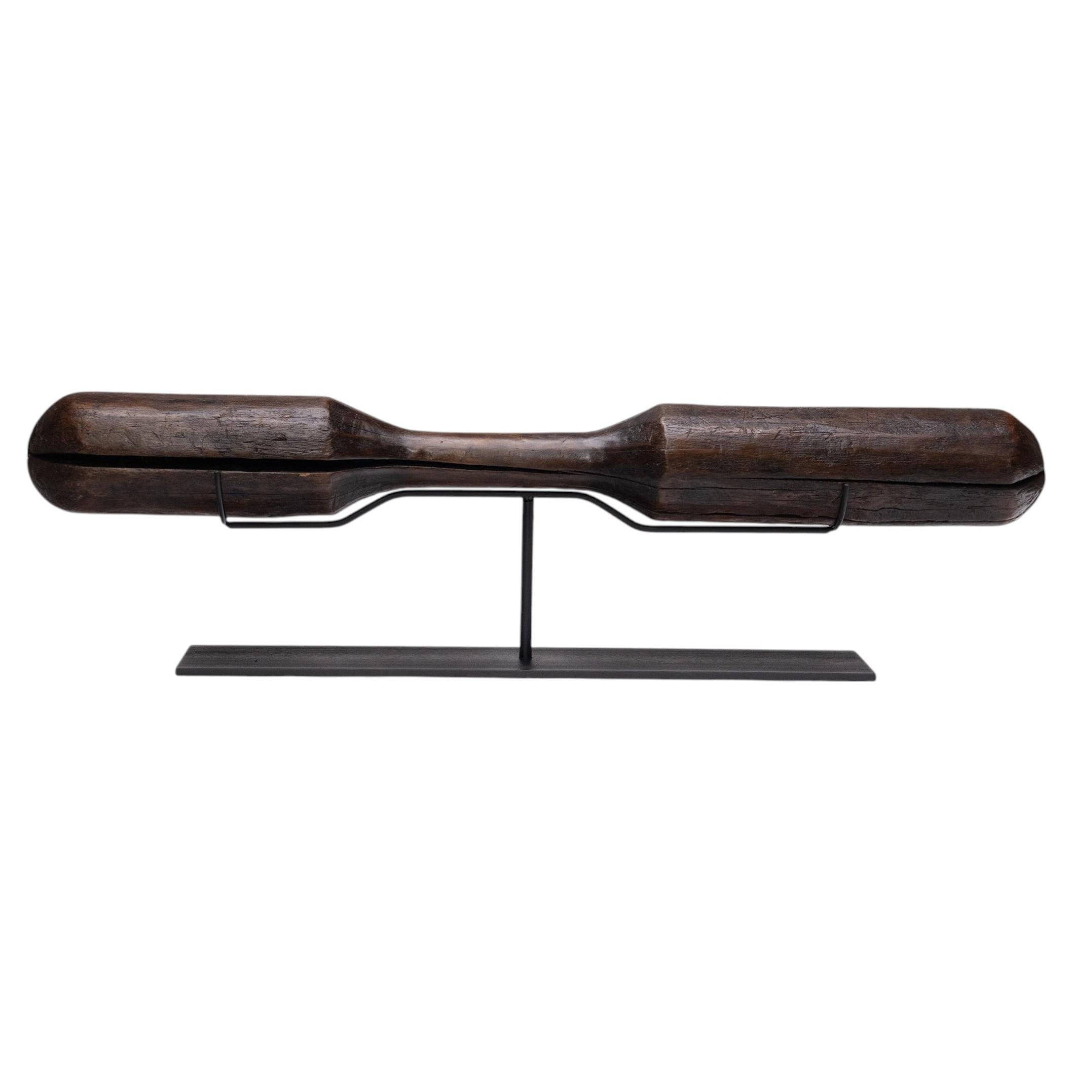 Antique Chinese Wooden Rice Pestle, Late 19th Century