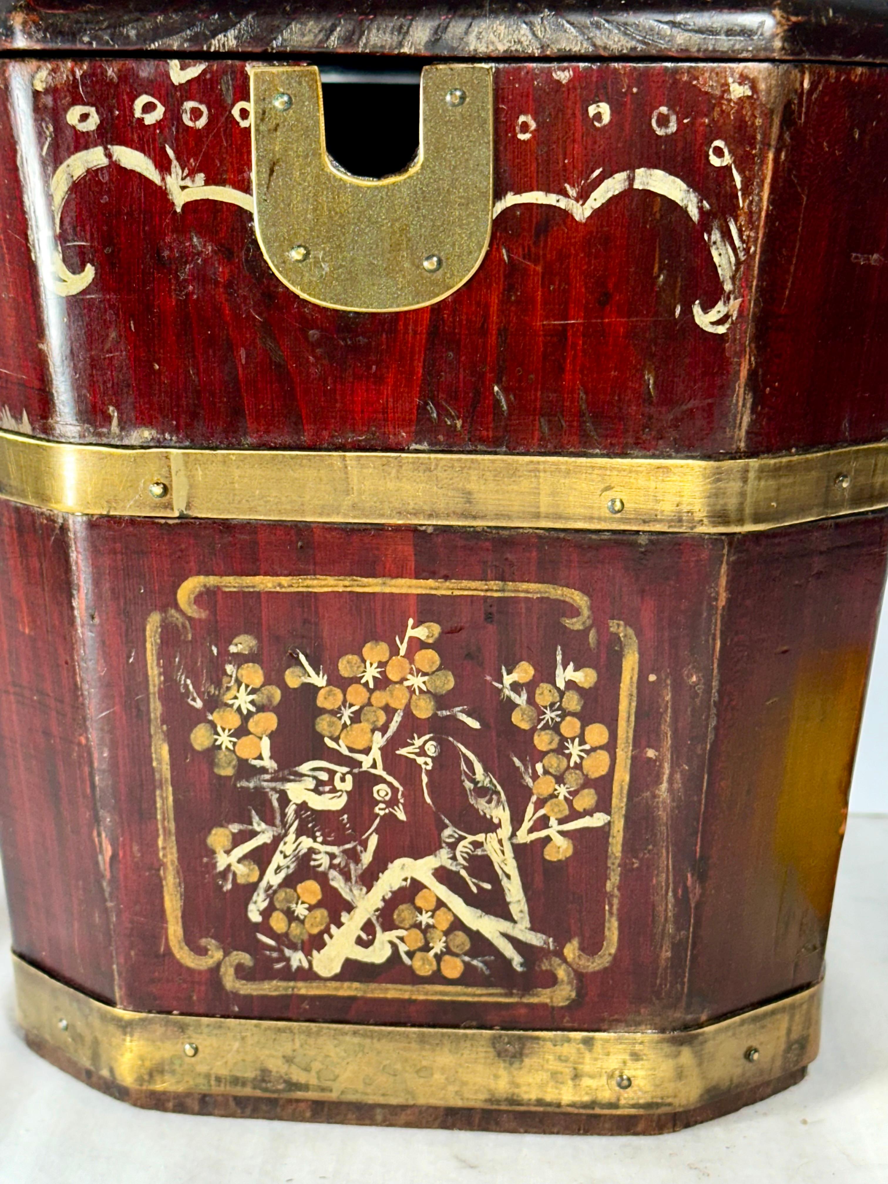 Antique Chinese Wooden Tea Basket. In Good Condition In Vero Beach, FL