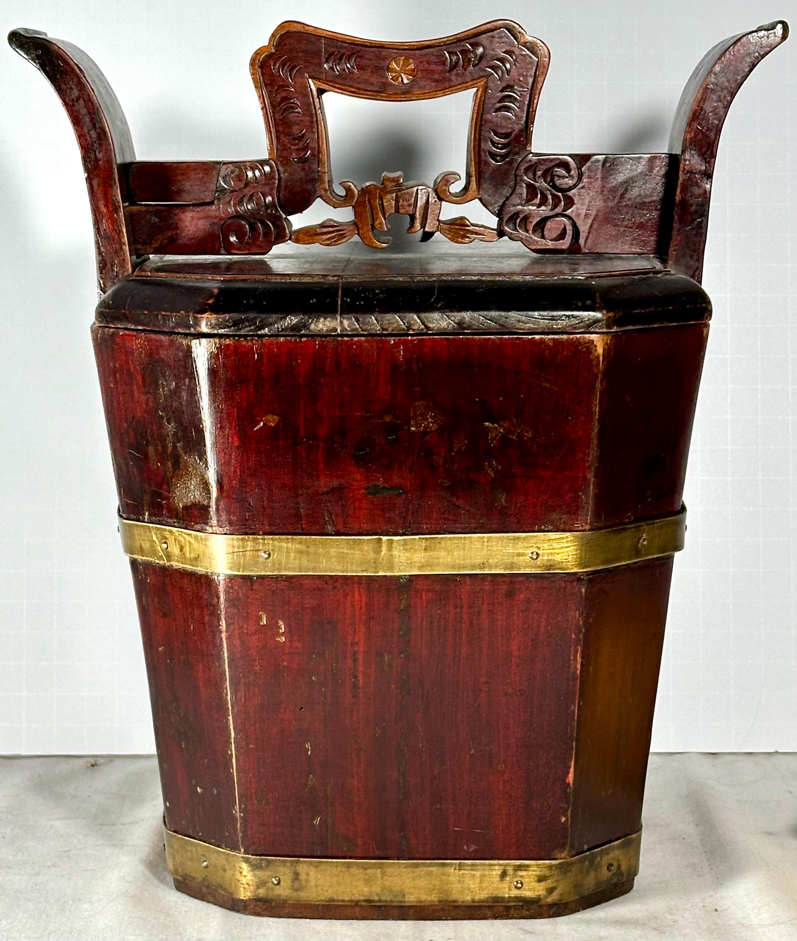 Antique Chinese Wooden Tea Basket. 1