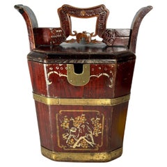 Antique Chinese Wooden Tea Basket.