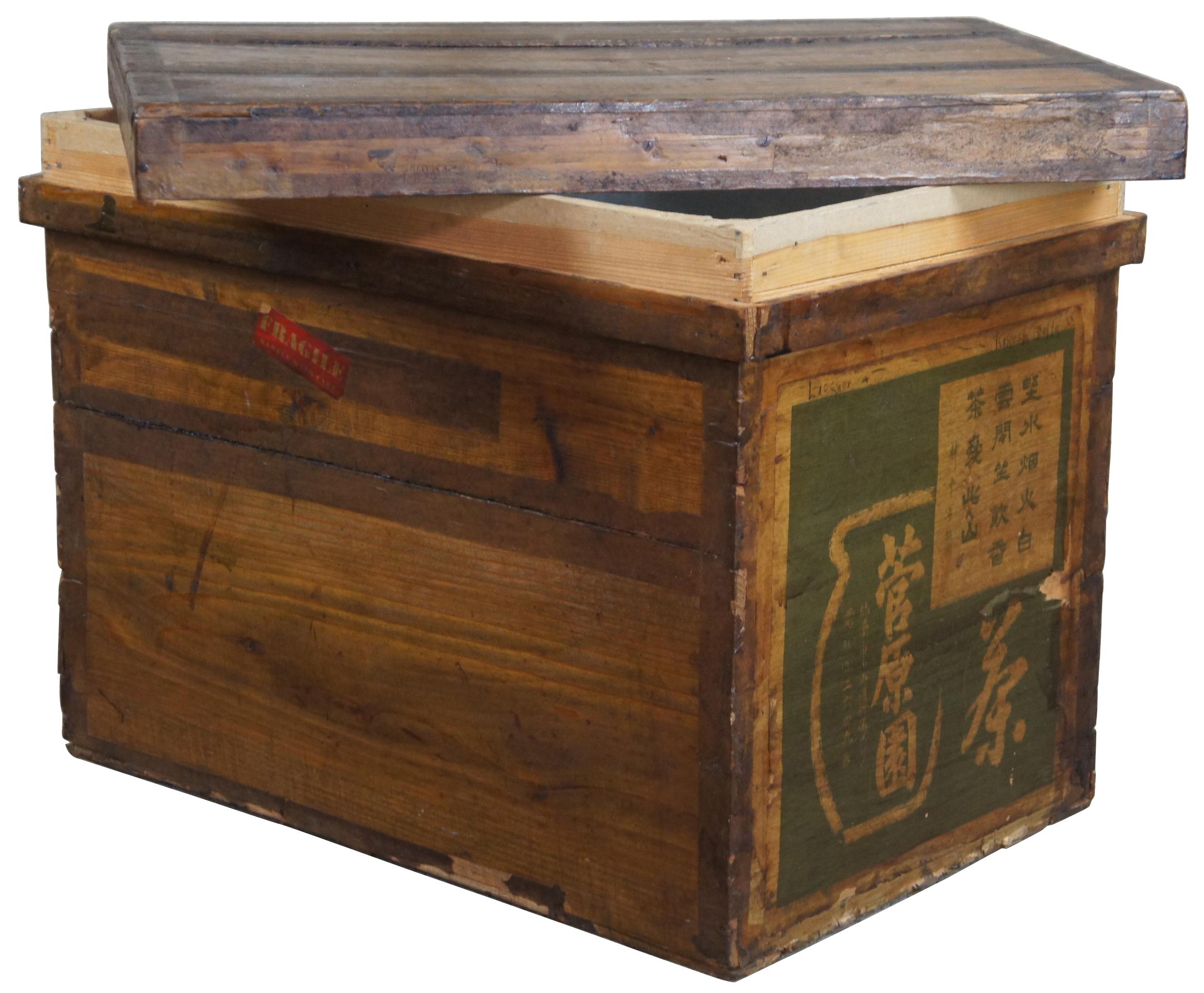 tea crate in antique wooden boxes